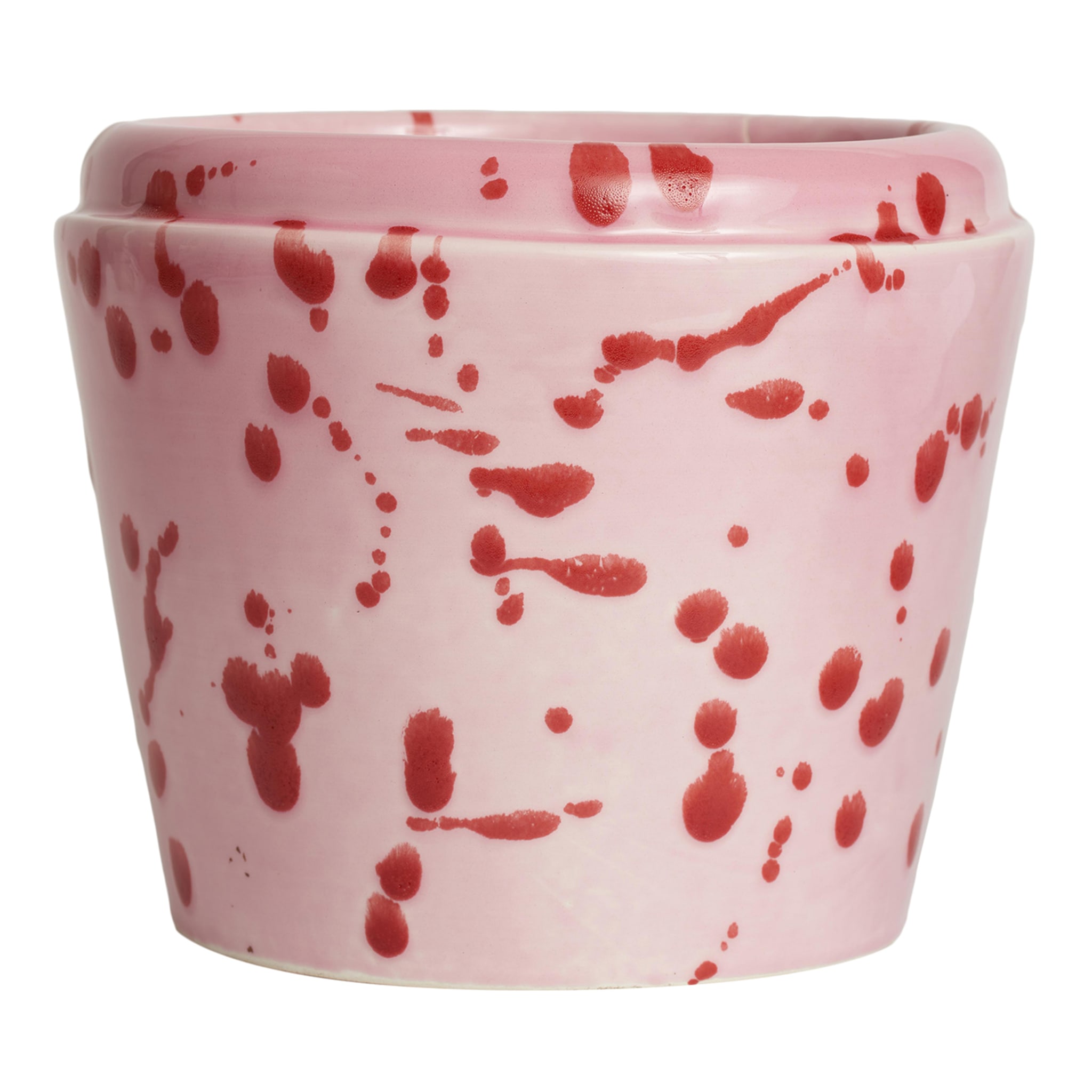 Fuchsia und Rot Keramik Übertopf Vase - Hauptansicht