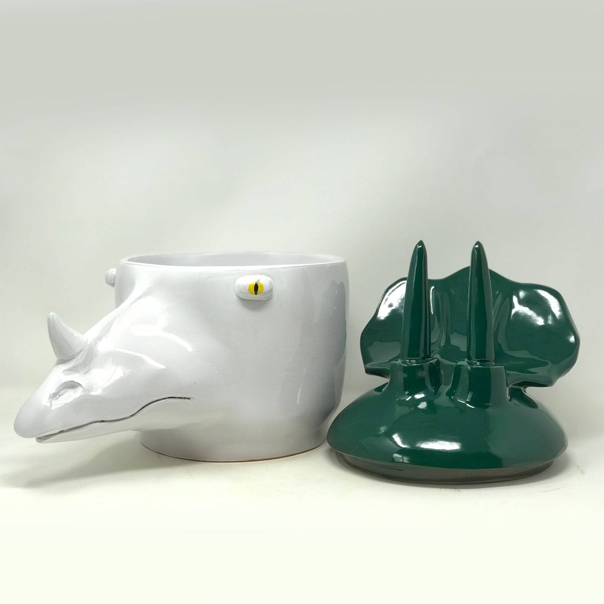 Triceratops Large Green and White Container with Lid - Alternative view 2