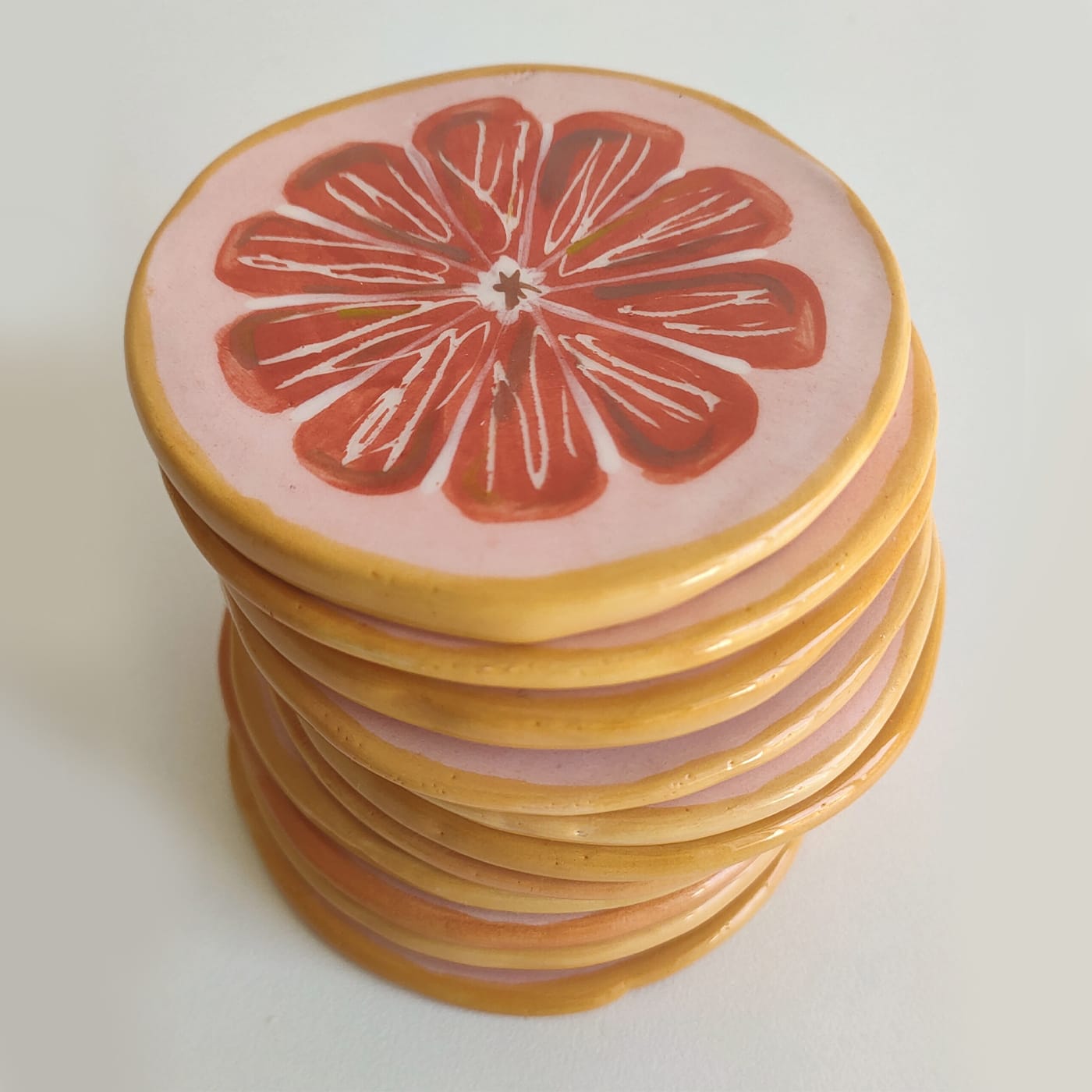 Wooden Pink grapefruit coaster
