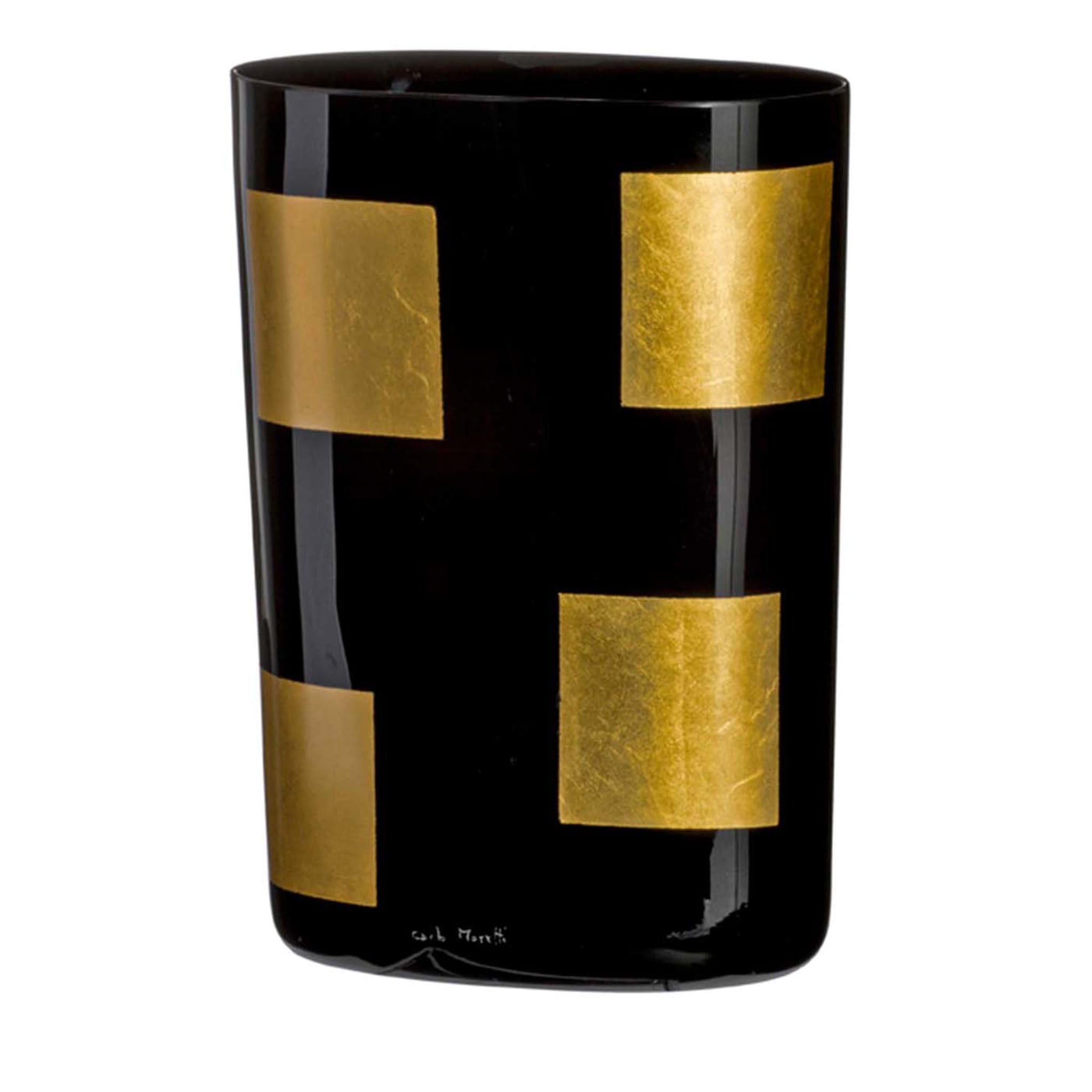 Schwarze Vase mit Mosaik aus Blattgold von Carlo Moretti - Hauptansicht