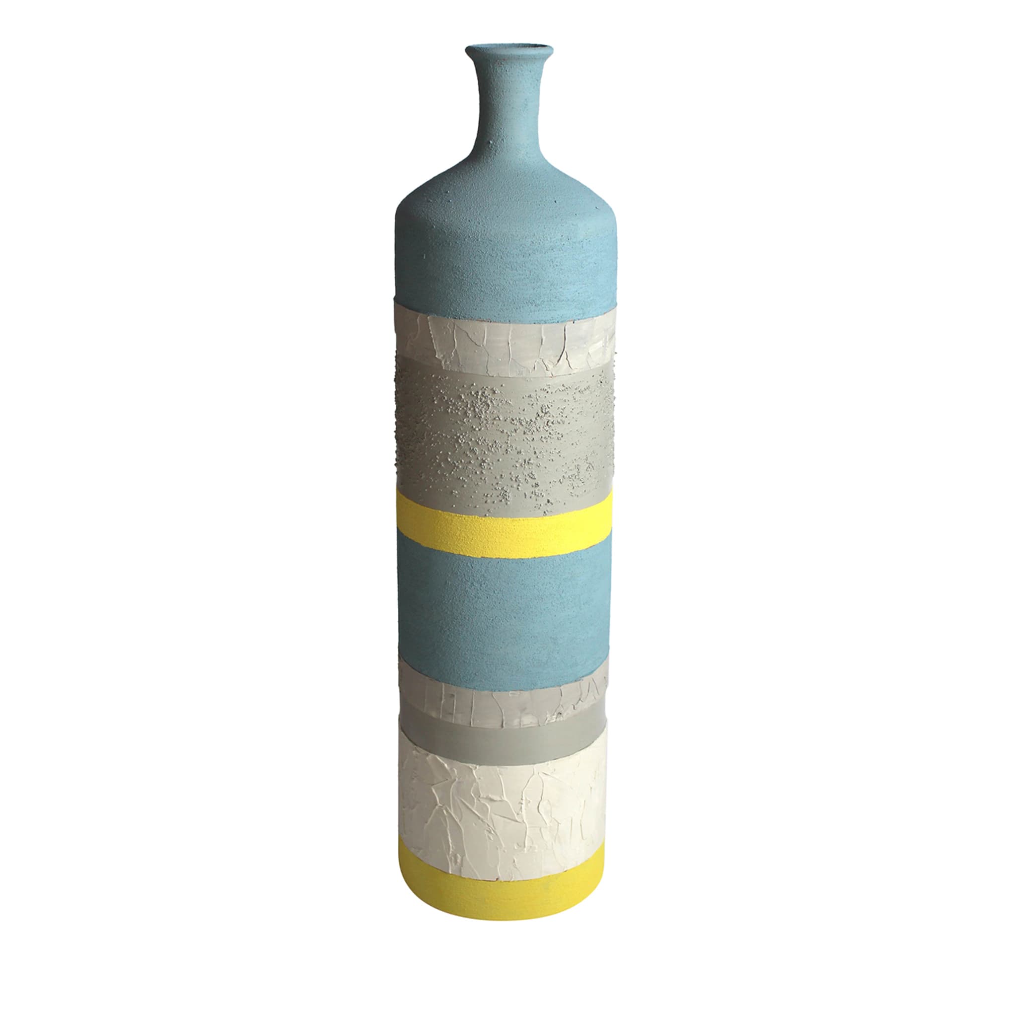 Azurblaue, graue und gelbe Vase 25 von Mascia Meccani - Hauptansicht