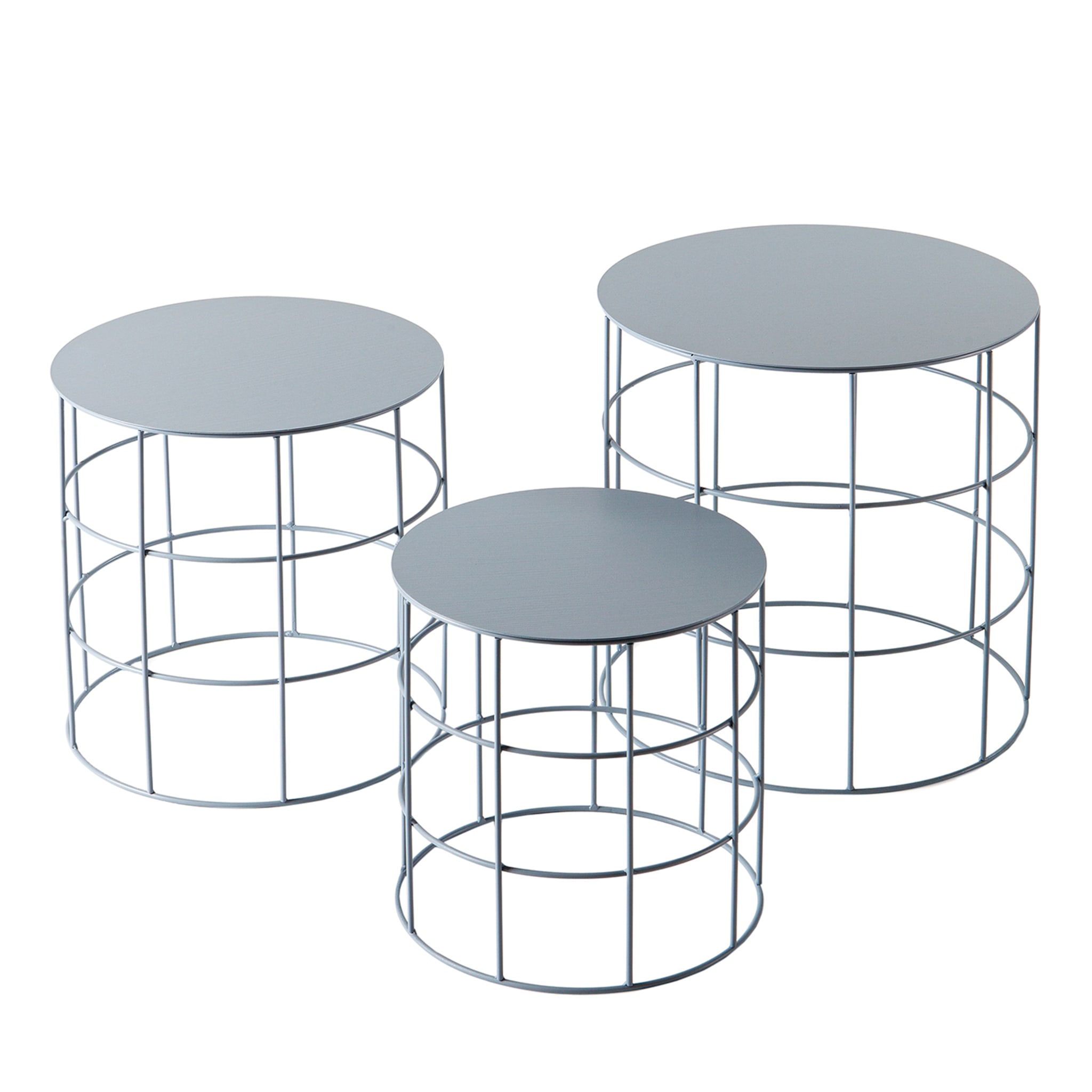 Set di 3 tavolini rotondi grigi Reton - Vista principale