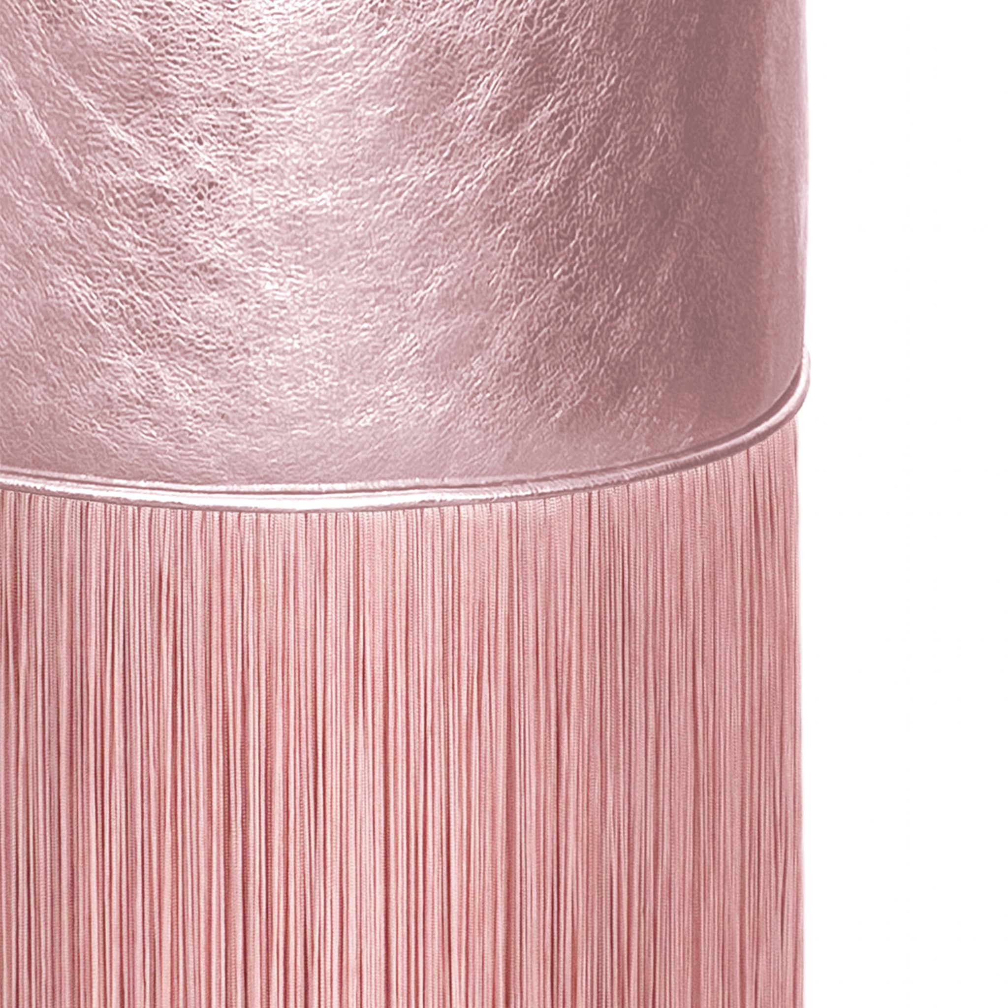 Gleaming Light Pink Metallic Leather Pouf by Lorenza Bozzoli - Alternative view 1