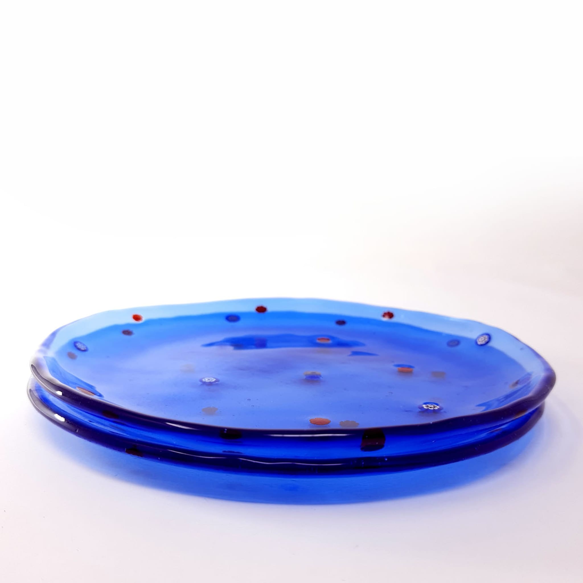 Mare Set of 4 Blue Floral Glass Dessert Plates #2 - Alternative view 3