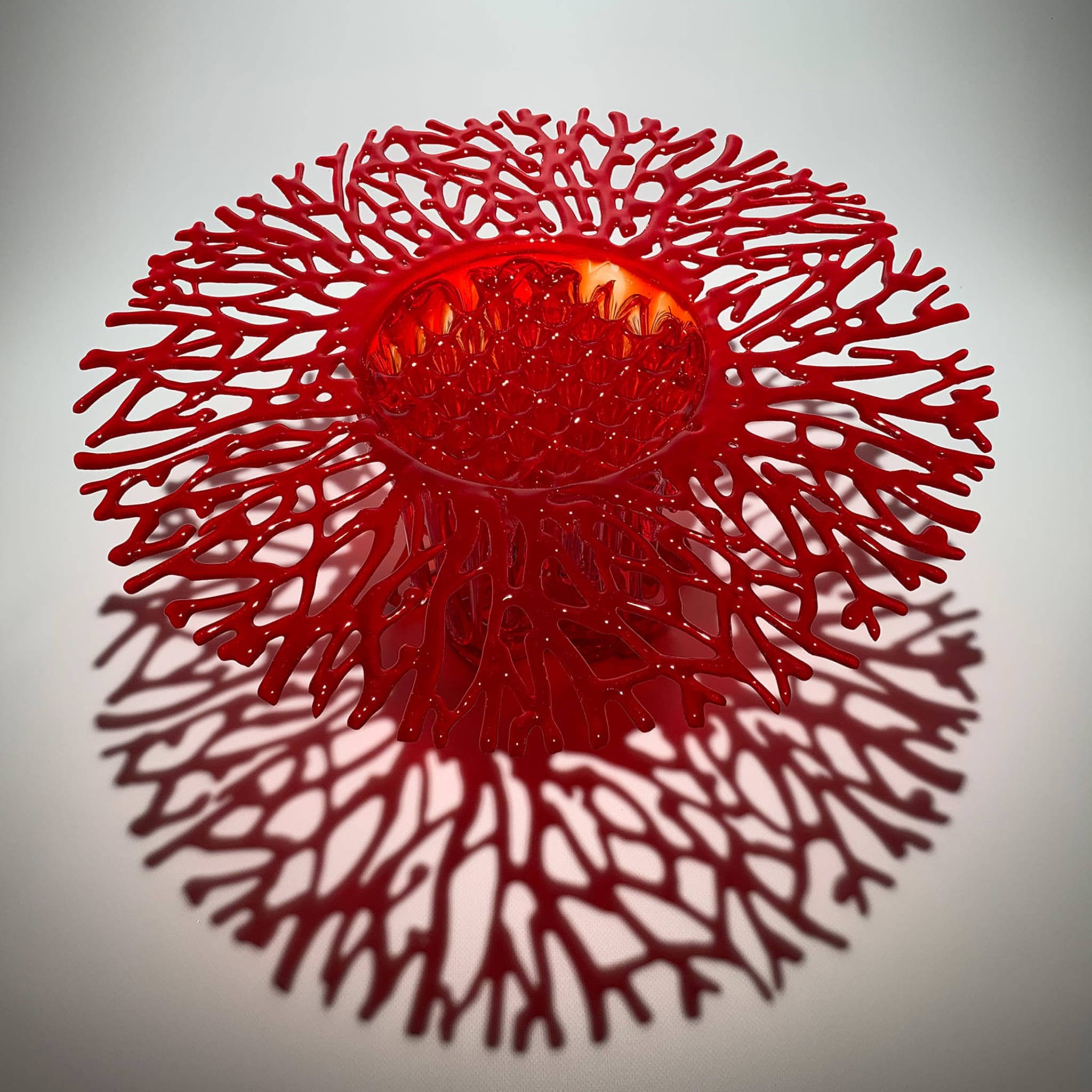 Centro de mesa escultórico de cristal de Murano con coral rojo - Vista alternativa 2
