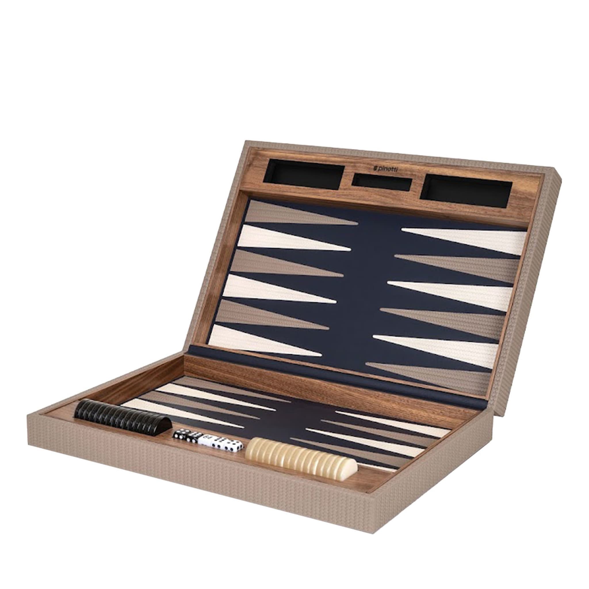 Navy Blue and Dove Gray Backgammon Board Game - Main view