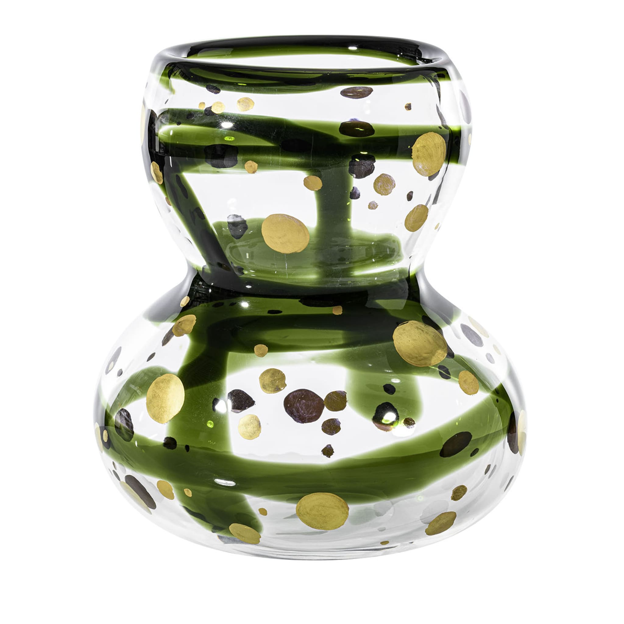 Gran Bulbo Mini vase en verre doré, noir et vert - Vue principale