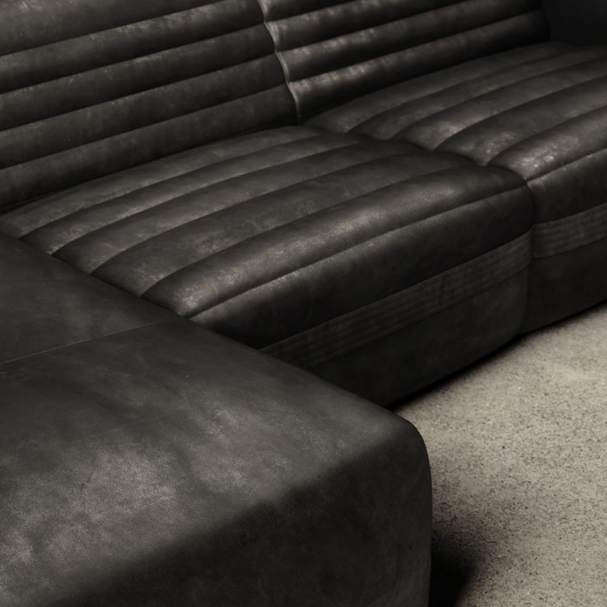 Vicious Modular Leder Schwarz Sofa - Alternative Ansicht 3