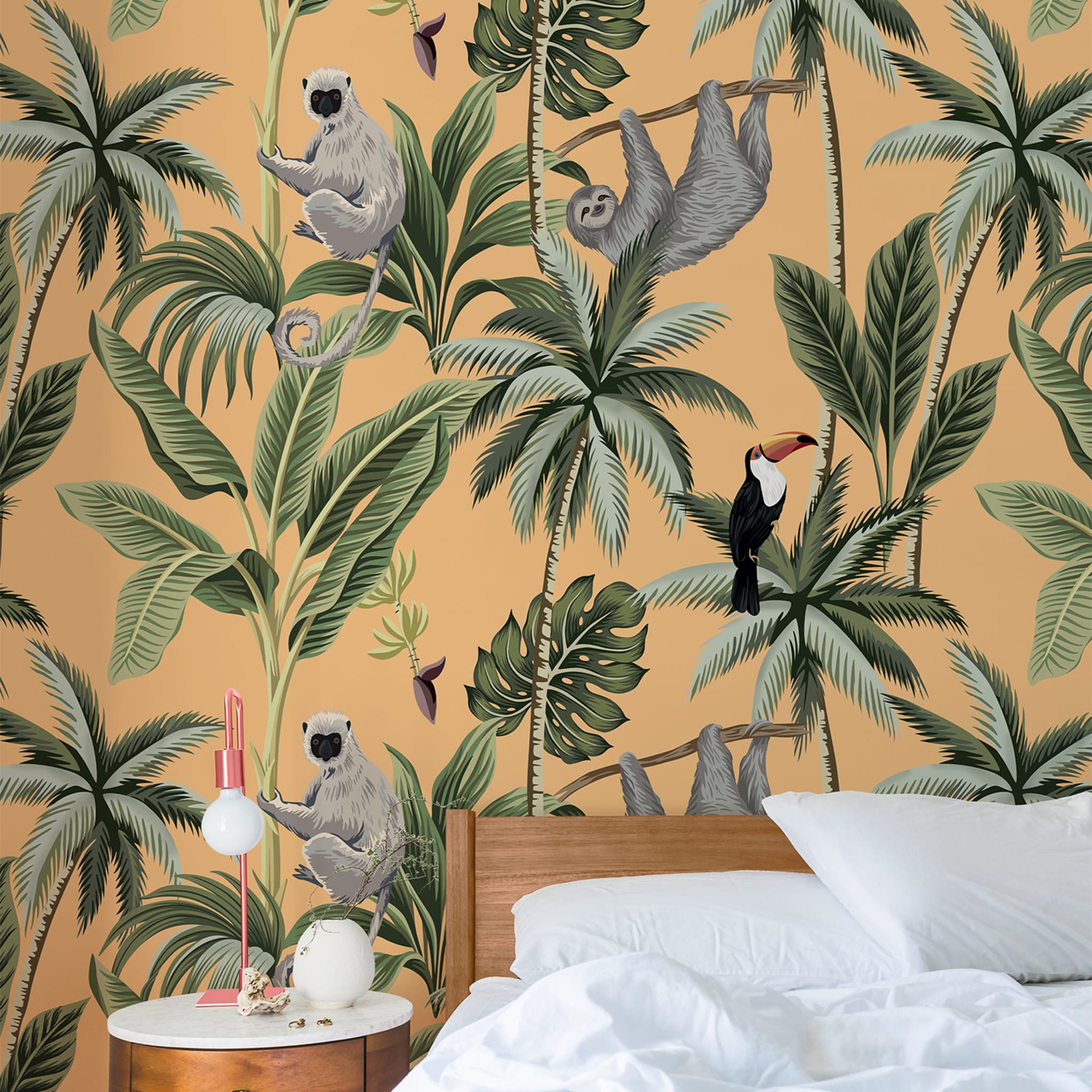 Jungle Wallpaper with Orange Background - Alternative view 3