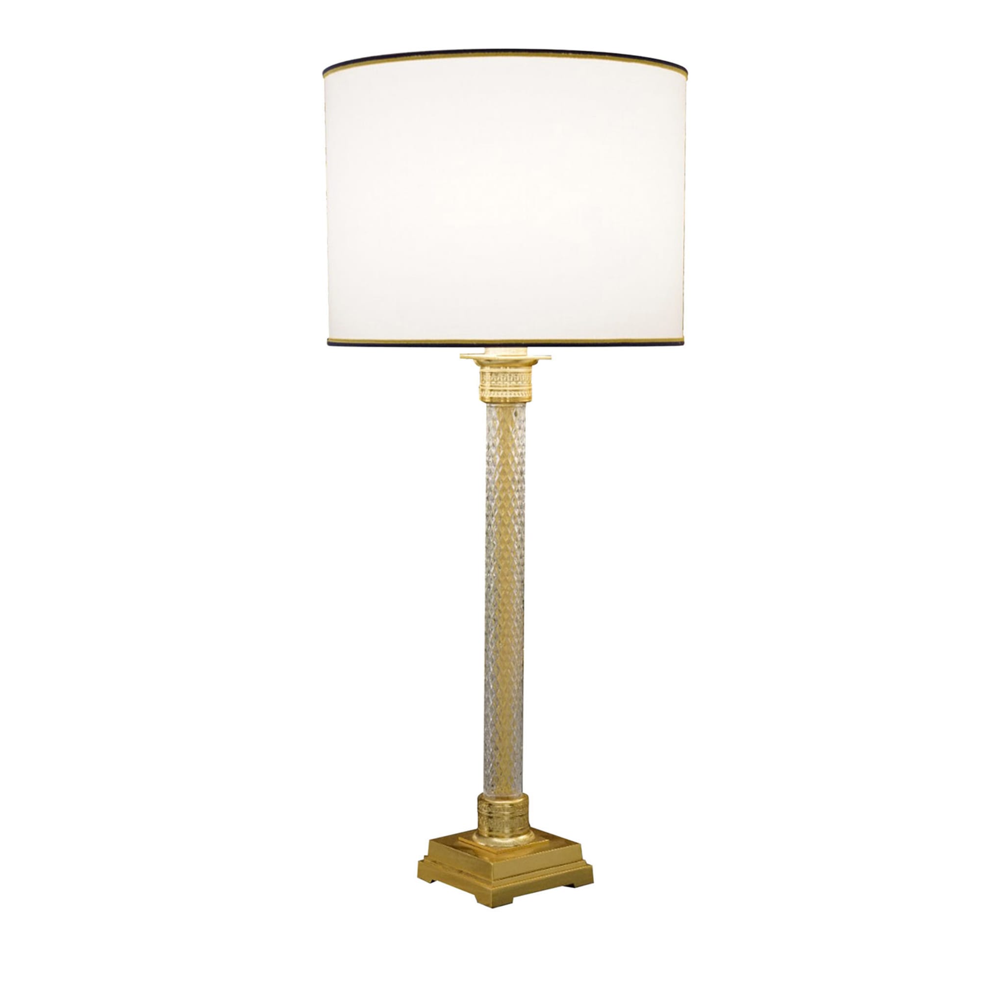 Lampe de table à pied en bronze et cristal - Vue principale