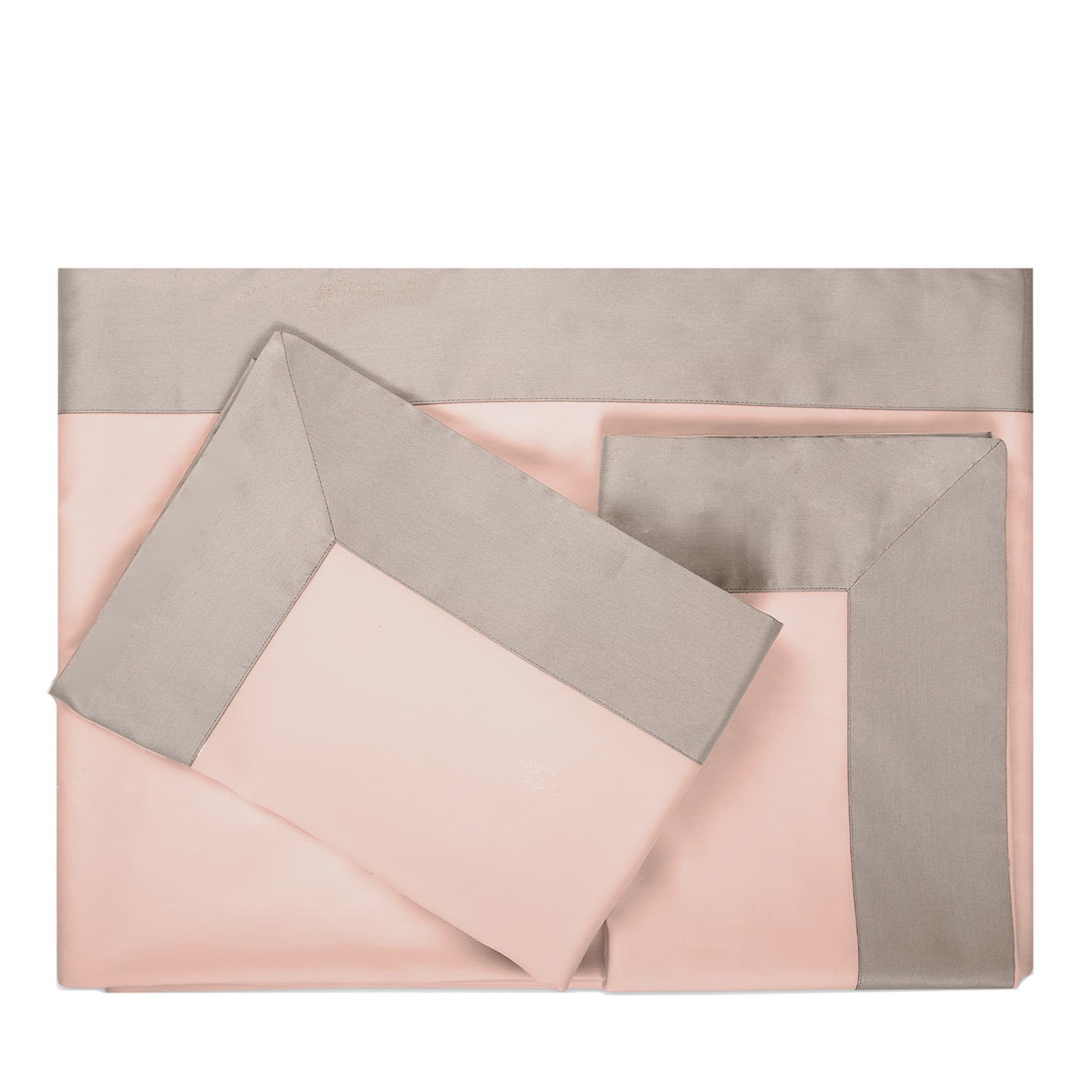 Set di lenzuola Apollo rosa pastello e marron glacé - Vista principale