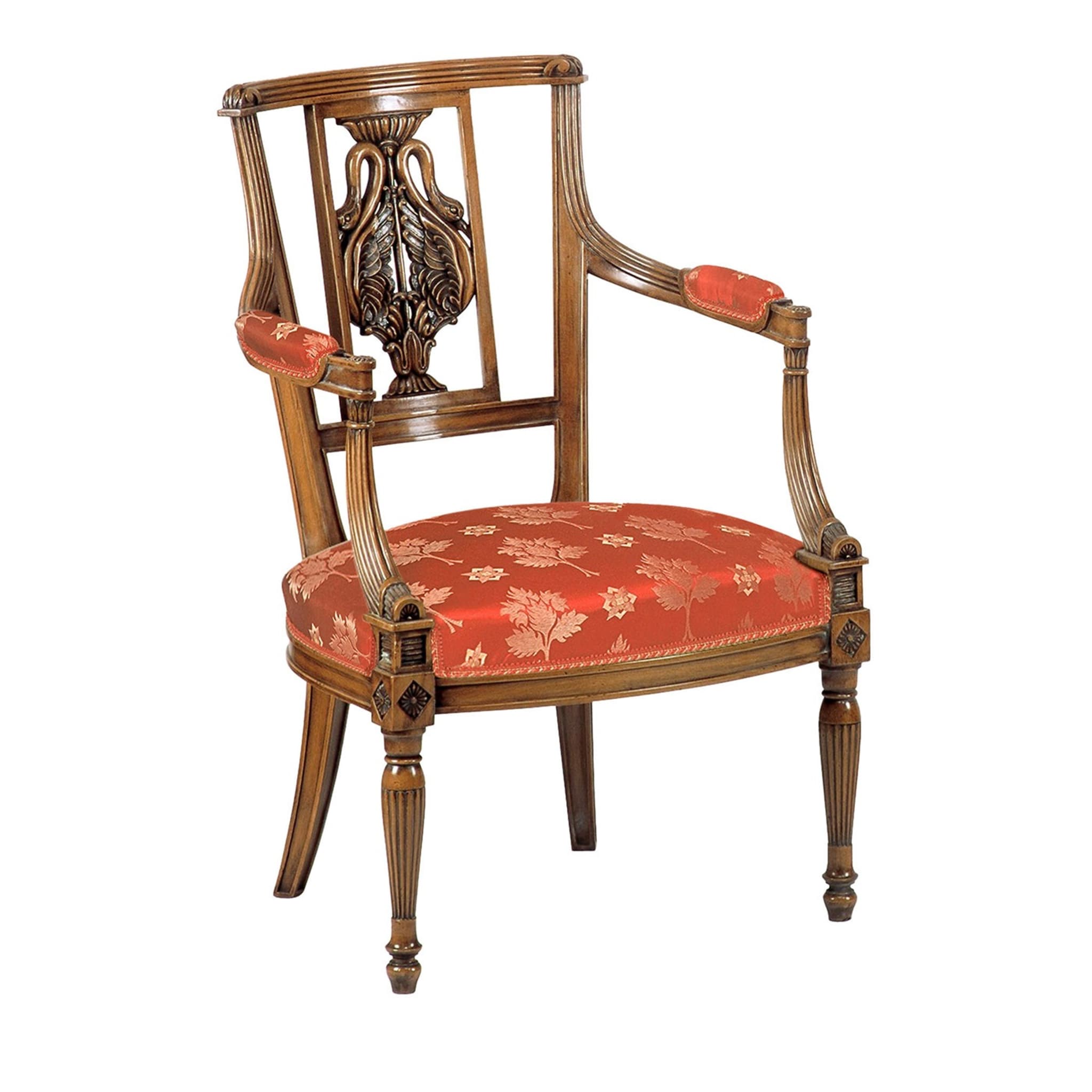 Sedia con schienale zoomorfo in stile impero francese con braccioli - Vista principale