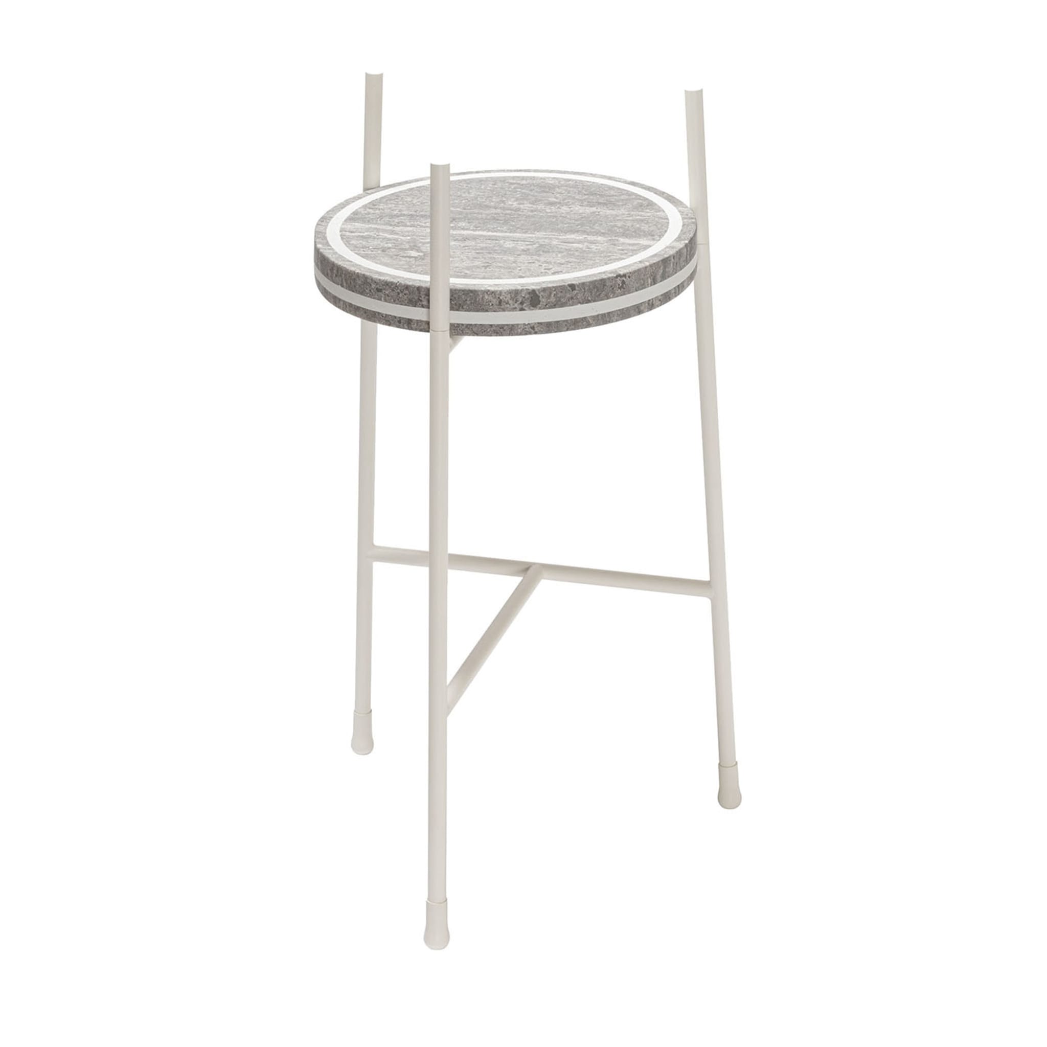 Oblivion Petite table ronde en travertin blanc - Vue principale