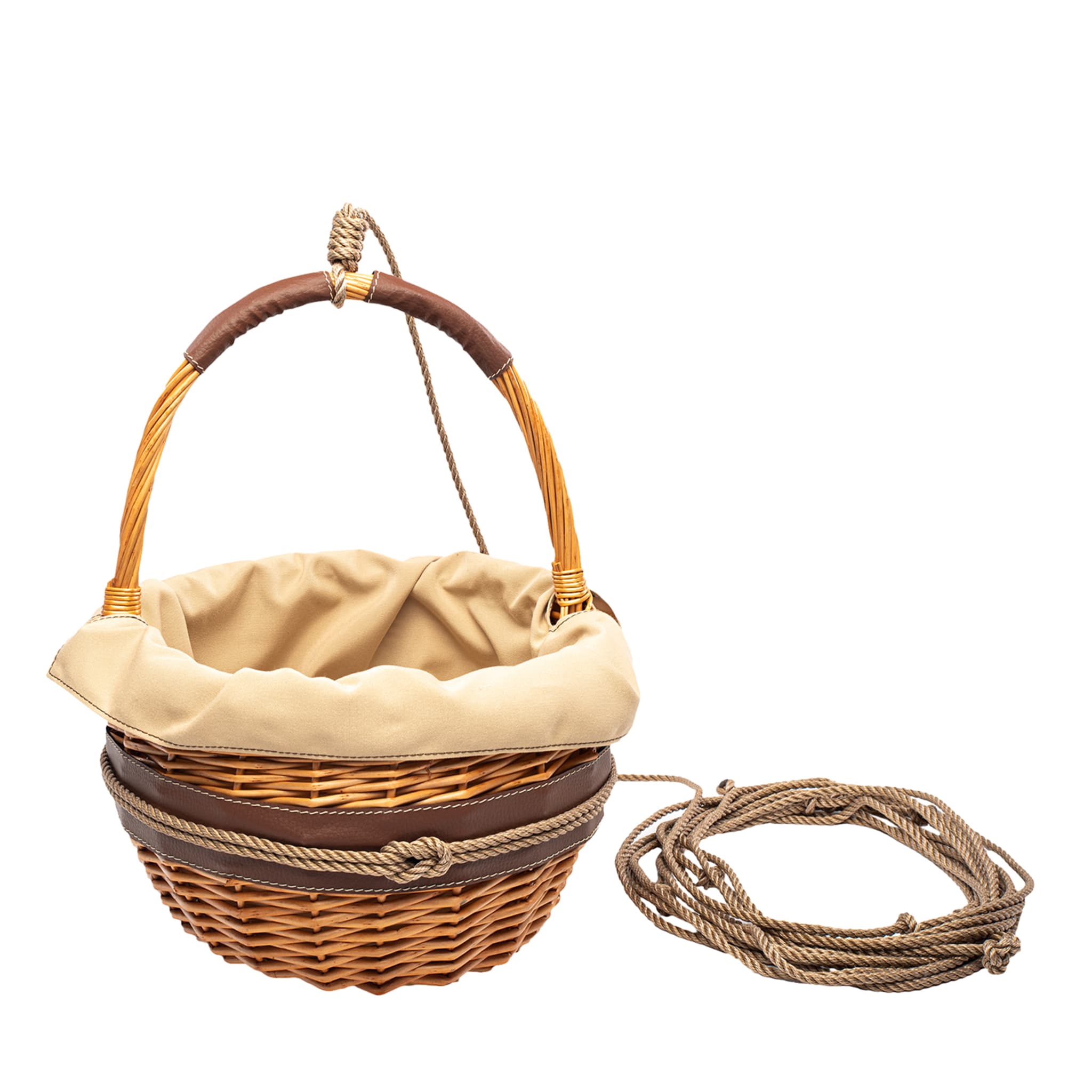 Elegante cesta de mimbre beige de estilo napolitano - Vista principal