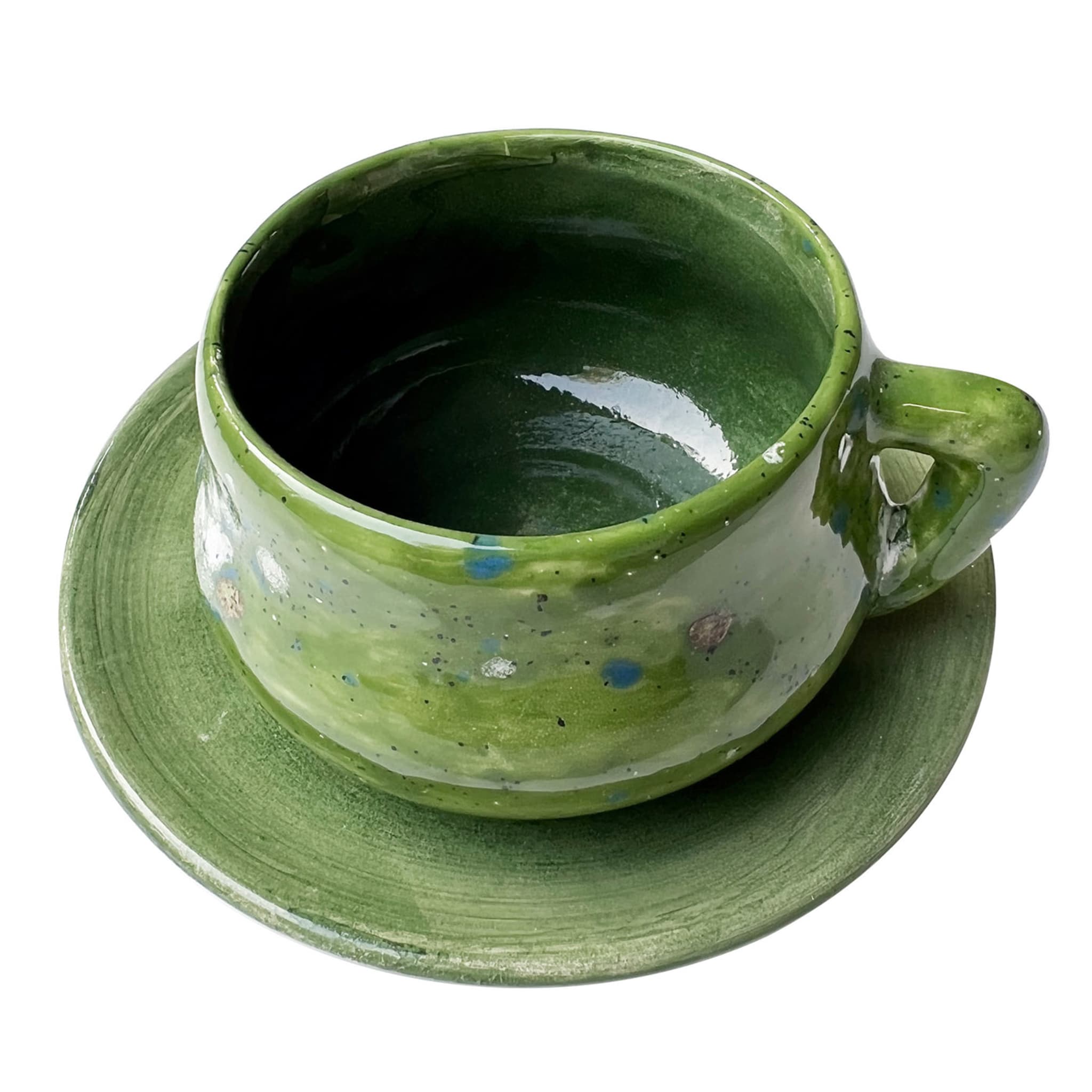 Tazza da caffè espresso verde Kiwi con piattino - Vista principale