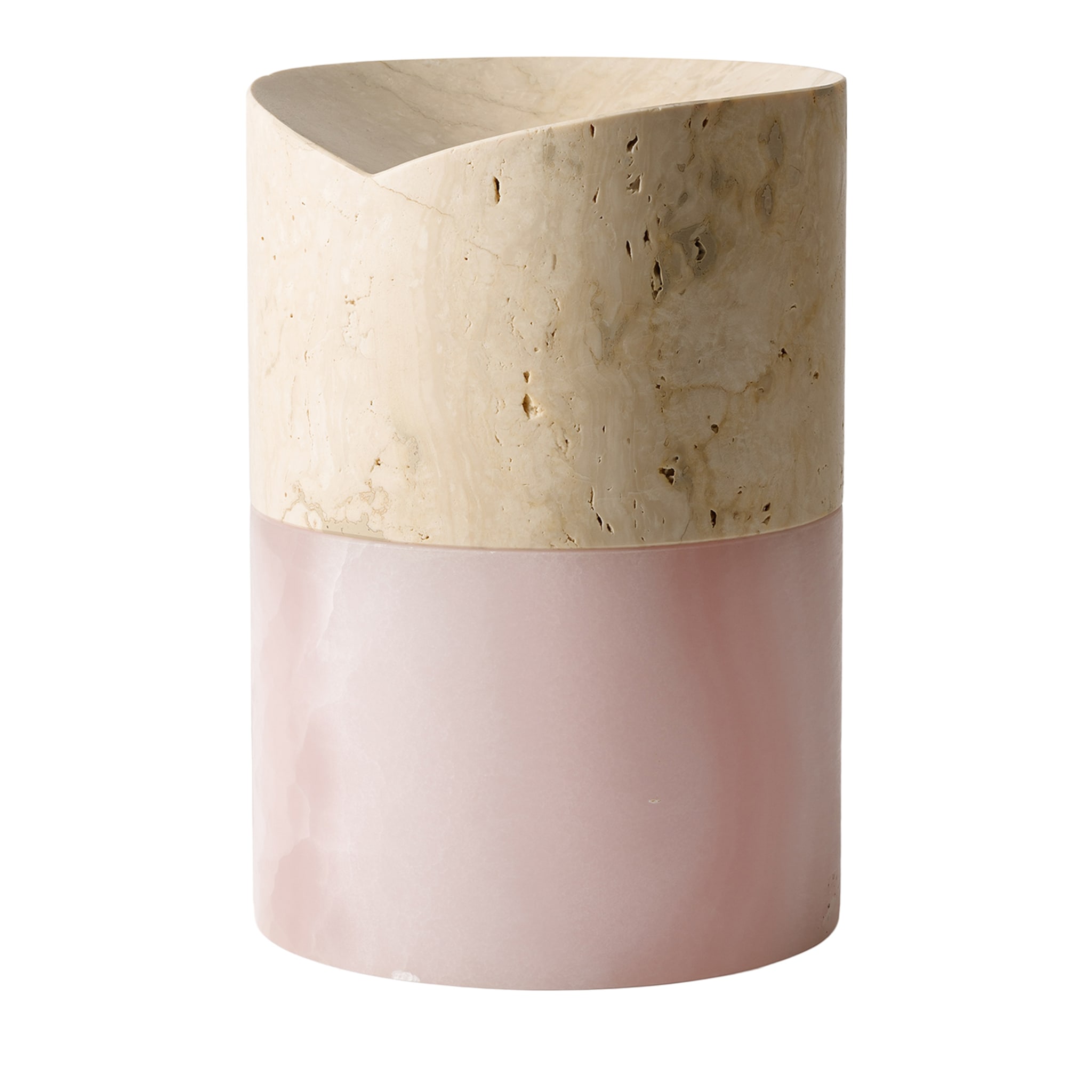 Here and Now Pink Onyx and Ostuni Travertine Vase #2 - Main view