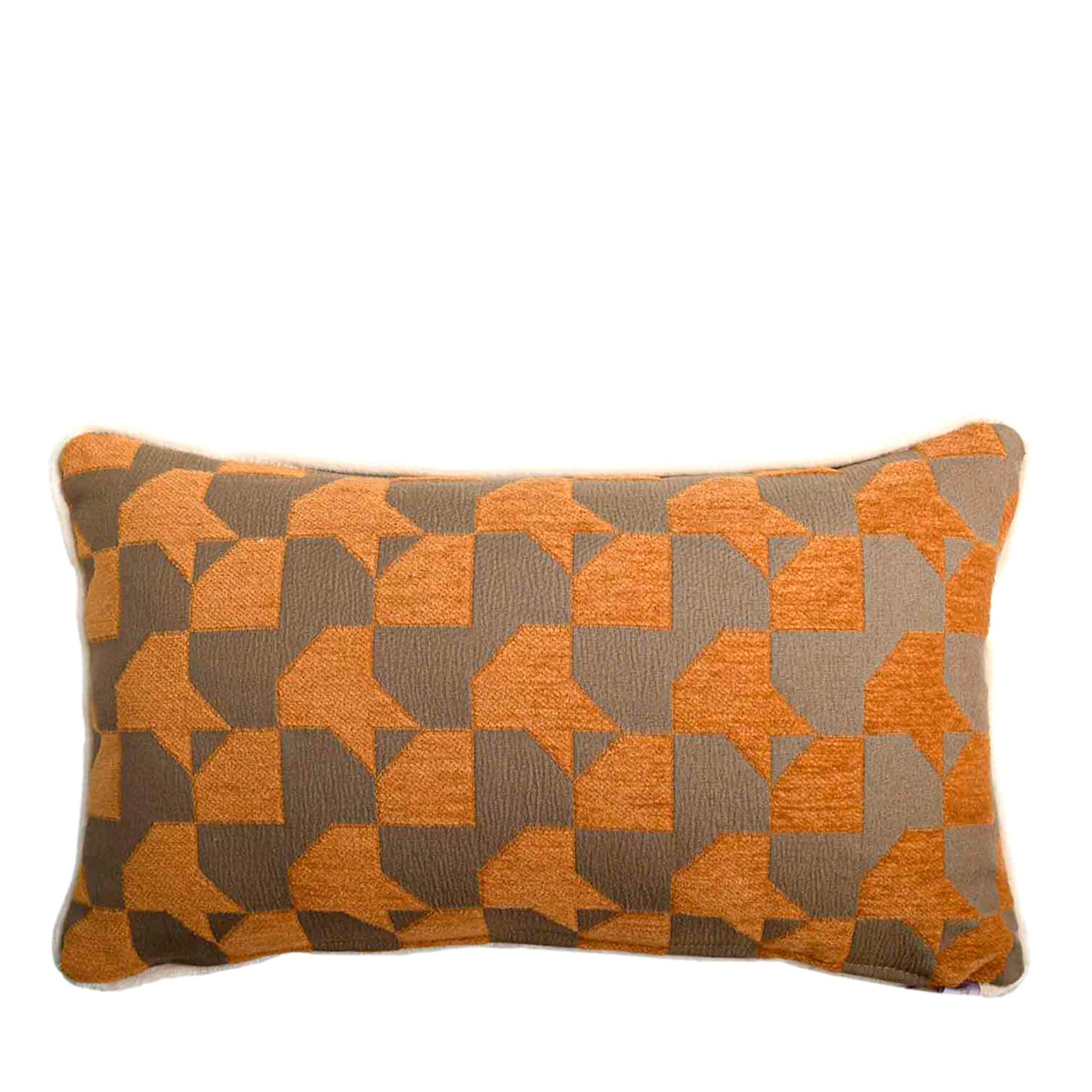 Longue Rectangular Houndstooth Ocher and Taupe Cushion - Main view