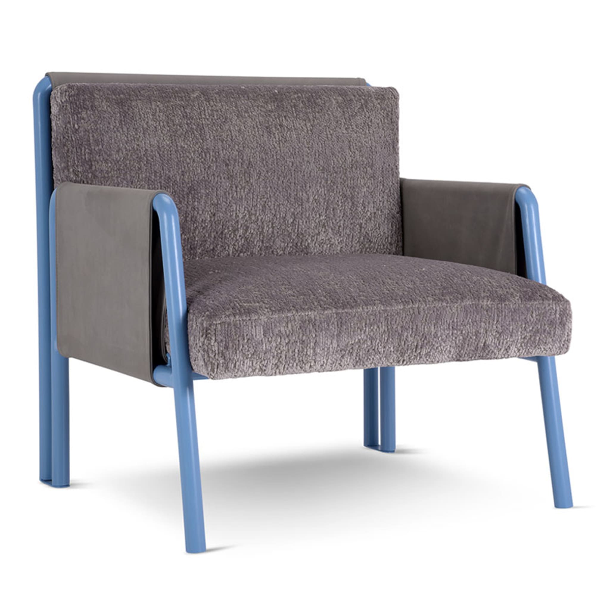 Swing Grauer Chenille- und Azurblau-Sessel von Debonademeo - Alternative Ansicht 1