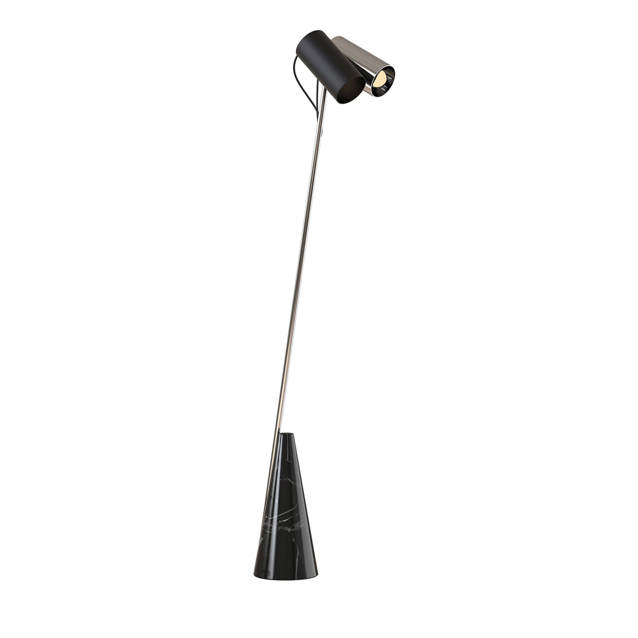 ED027 Lámpara de pie de piedra negra y cromo - Vista principal