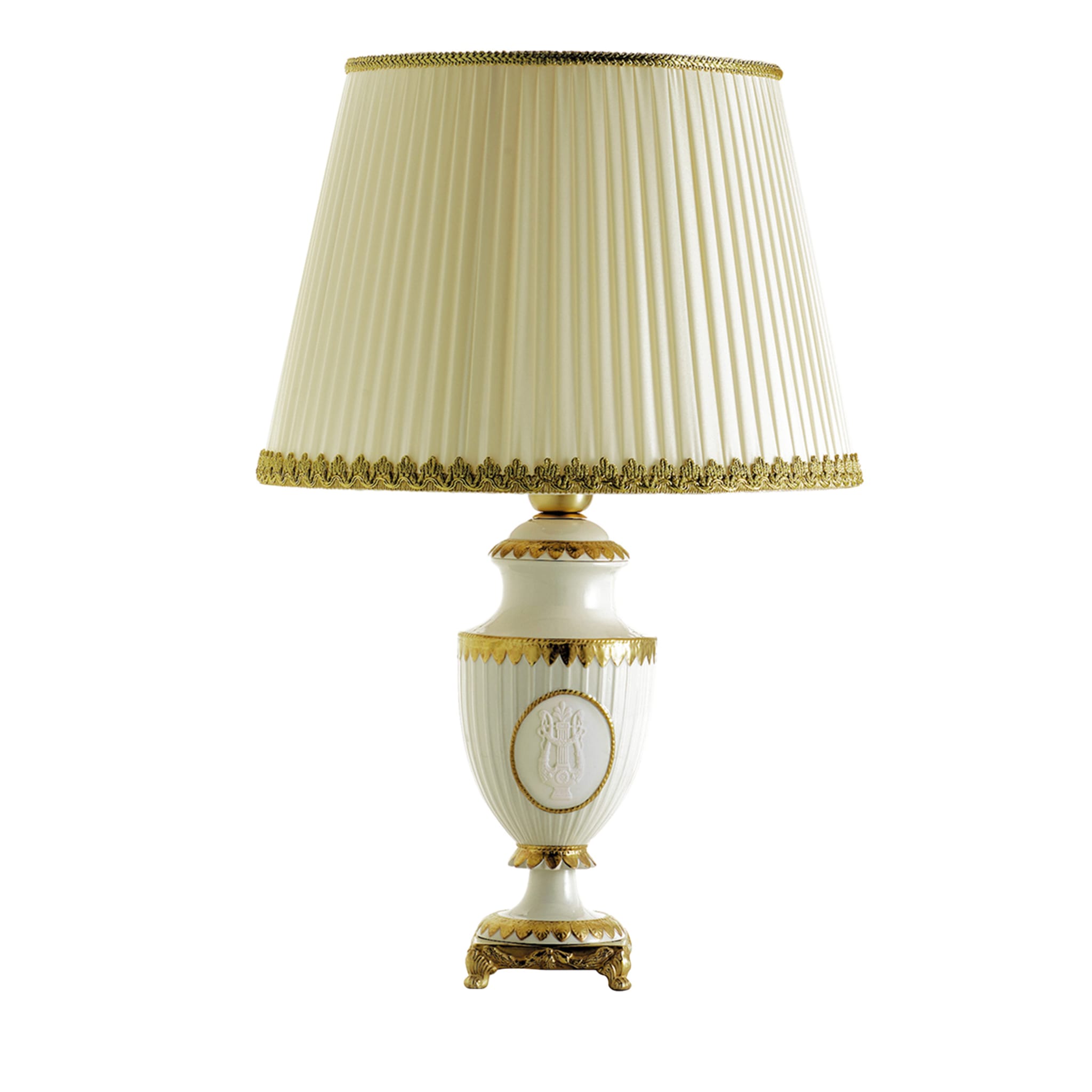 Petite lampe de table Napoléon II or et blanc - Vue principale