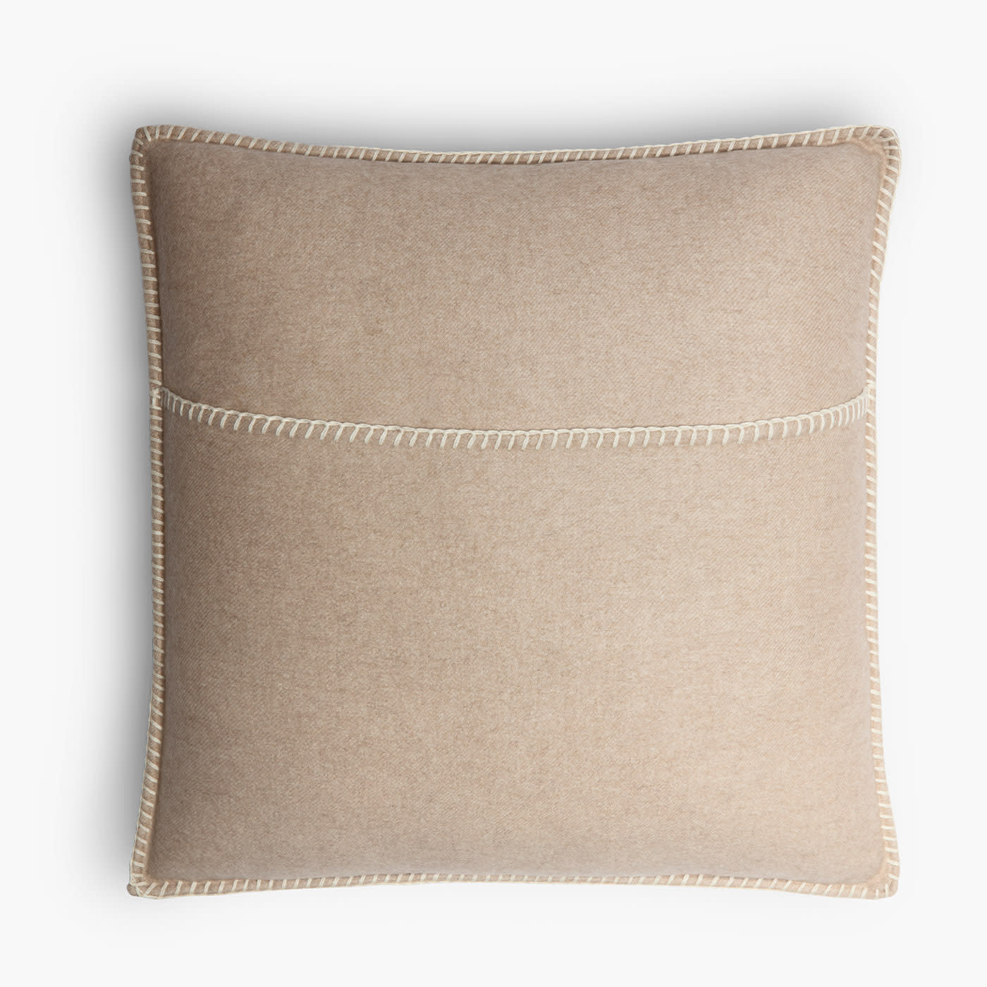 Beige Cashmere and Silk With Cream Crotch Stitch Cushion LO Decor