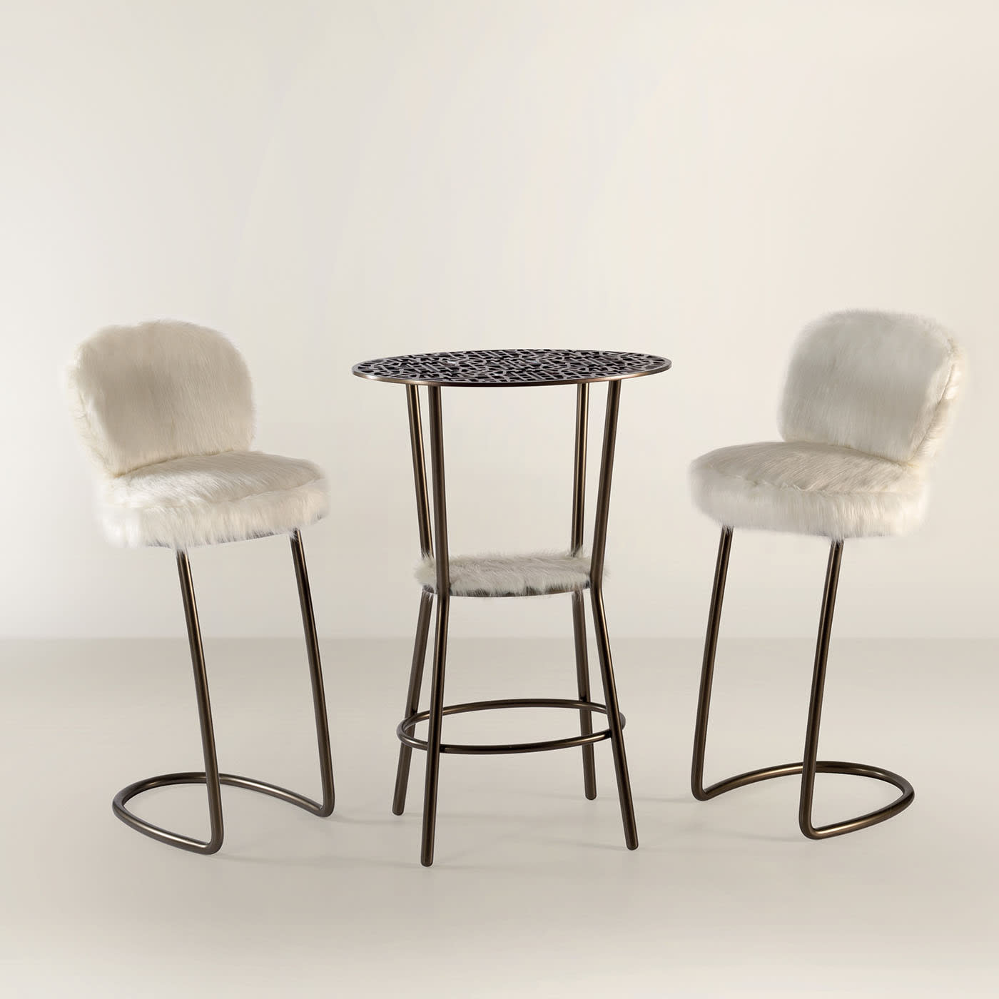 White fur bar discount stools