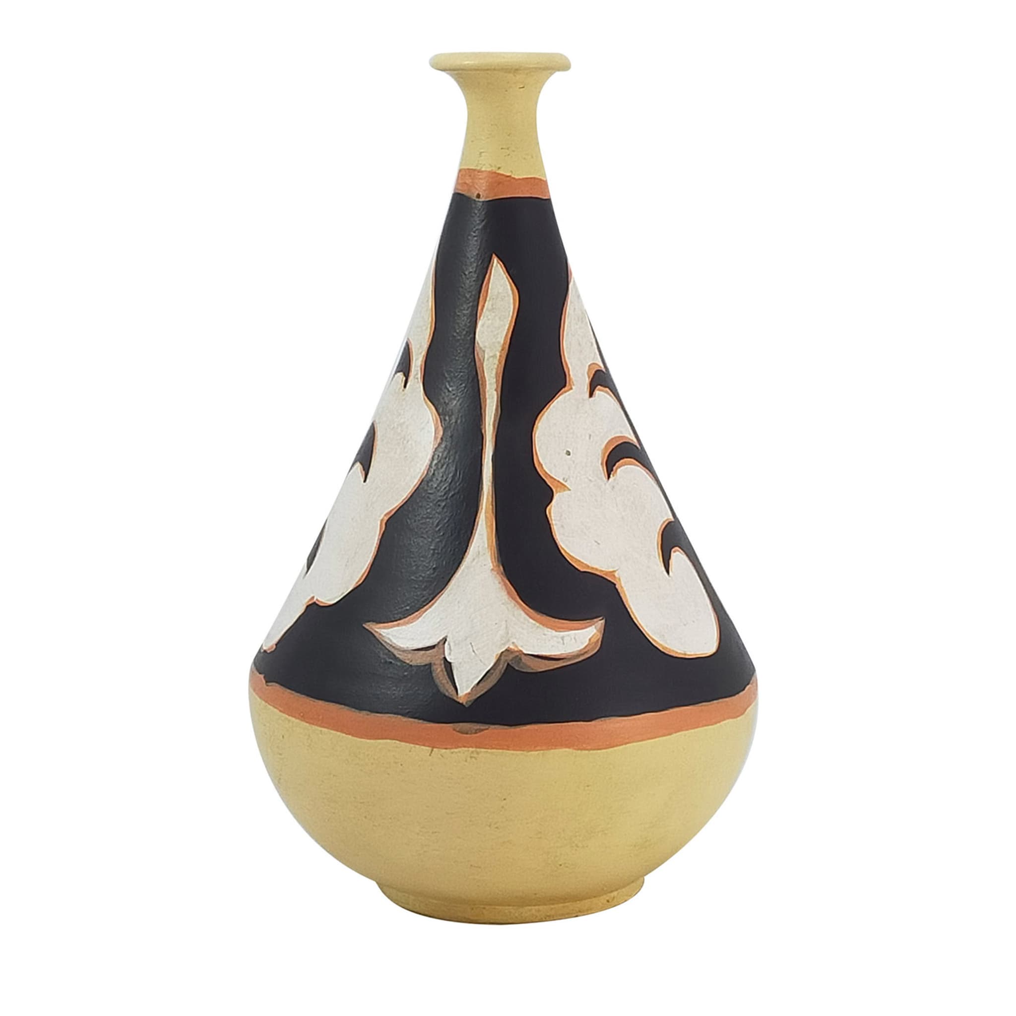 Single-Stem Yellow/Black/Orange Terracotta Vase - Main view