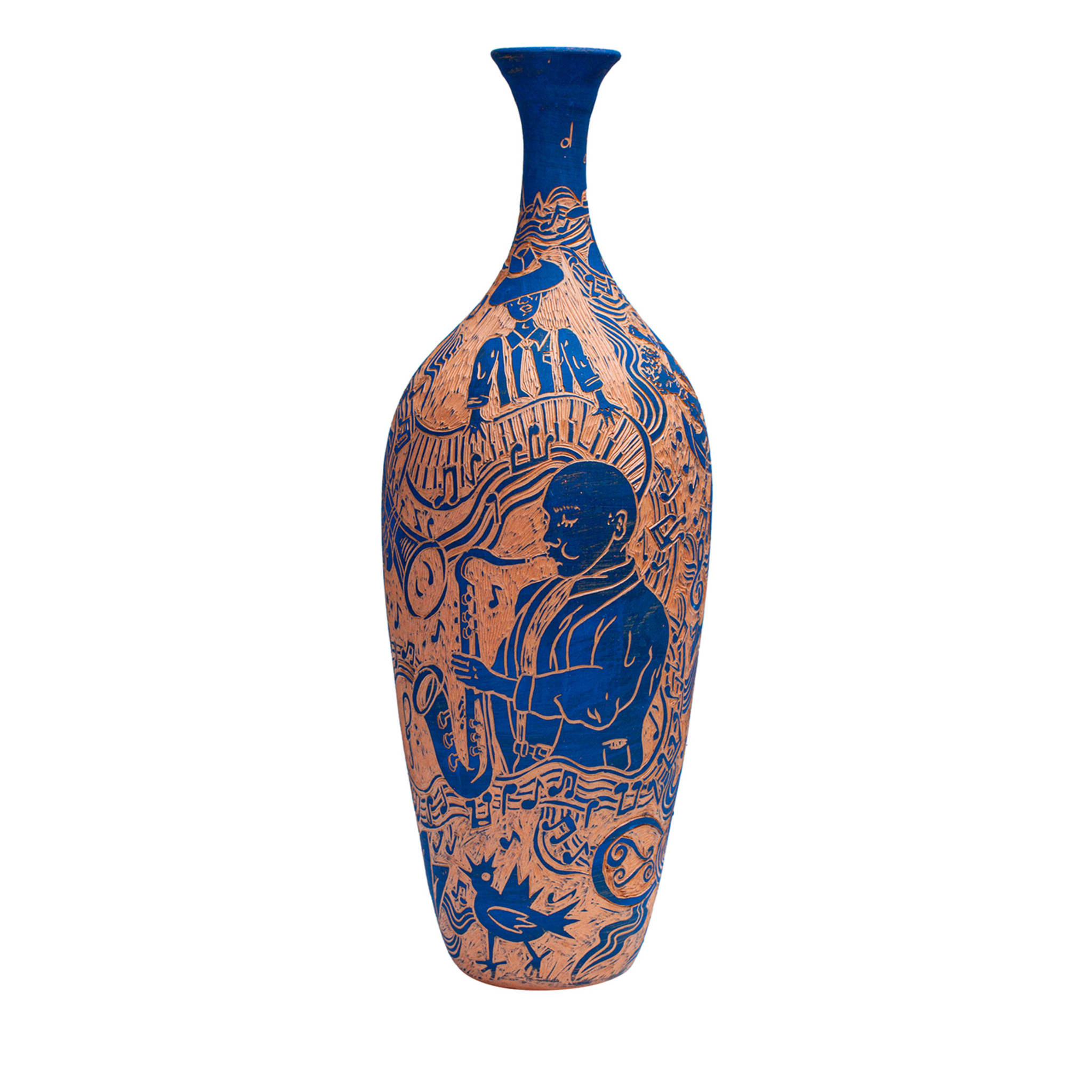 Vase Blues en terre cuite par Clara Holt et Chiara Zoppei - Vue principale