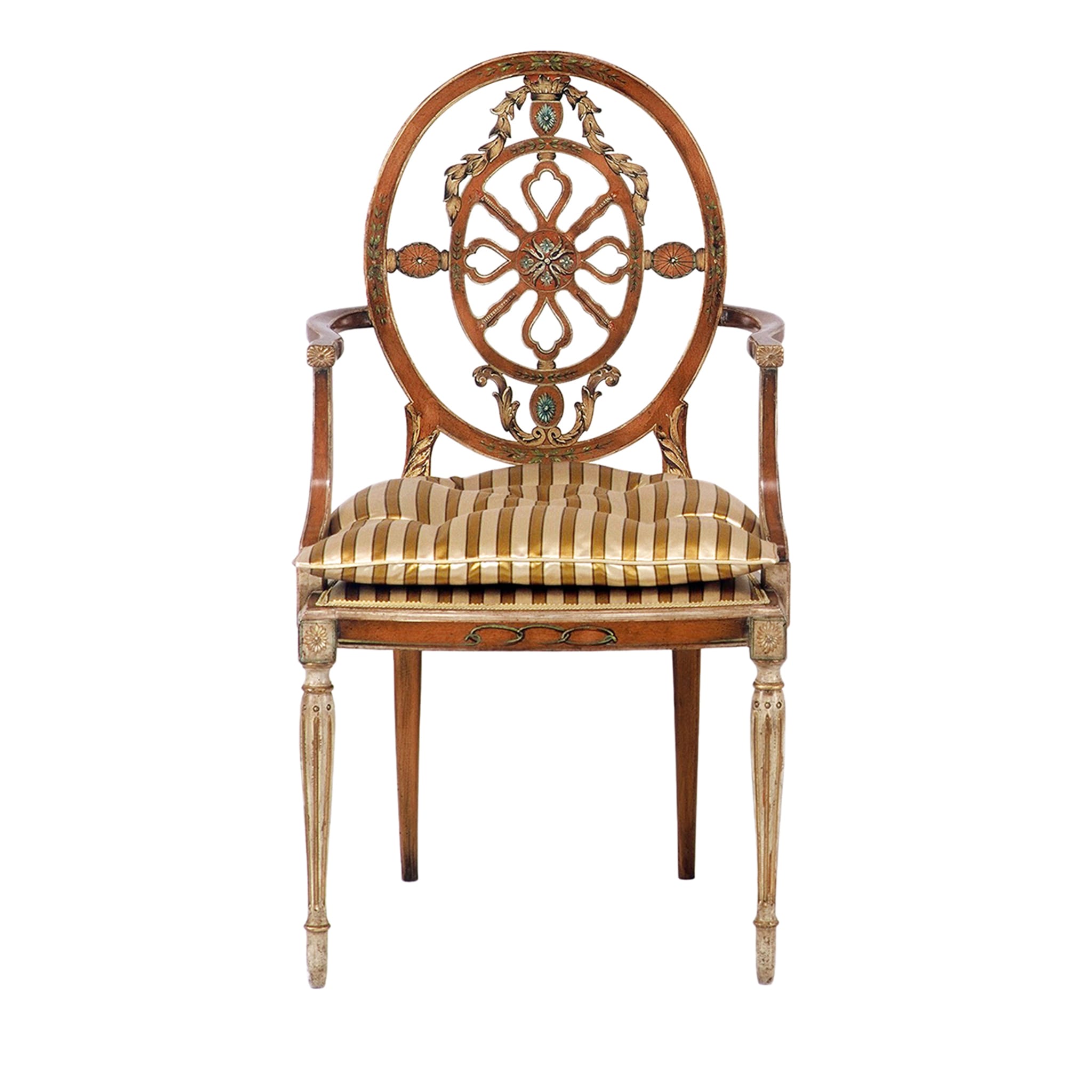 Hepplewhite-Style Polychrome Chair With Arms - Main view