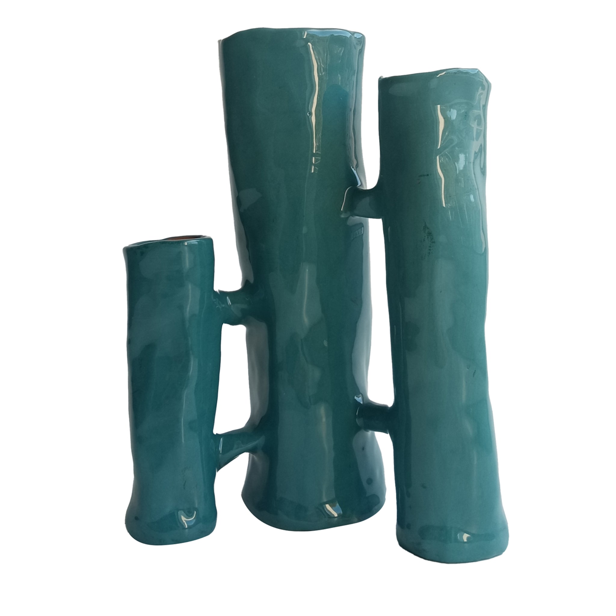 Vasi Comunicanti 3-Element Teal Vase/Sculpture - Main view