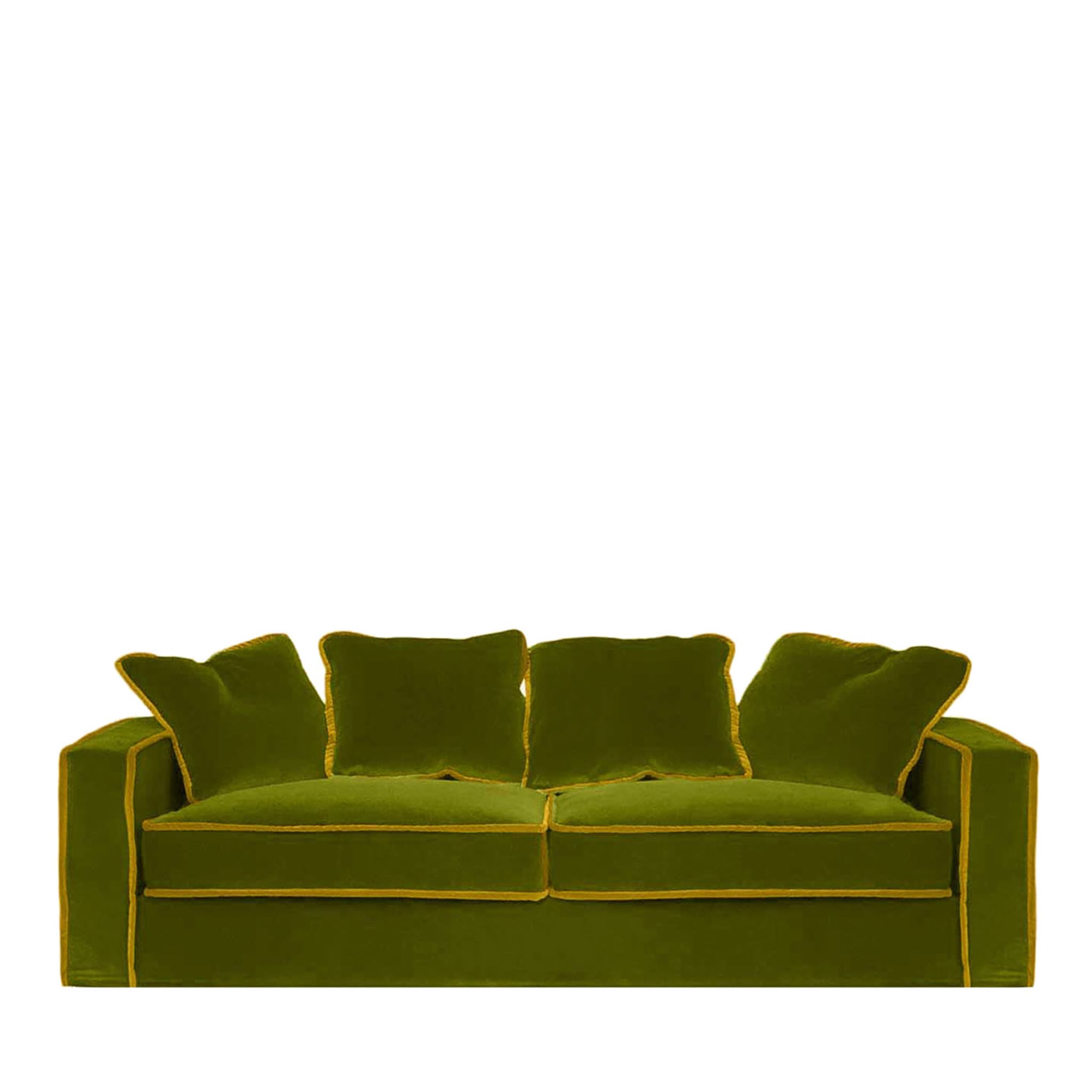 Sofá de 3 plazas de terciopelo verde y dorado Rafaella - Vista principal