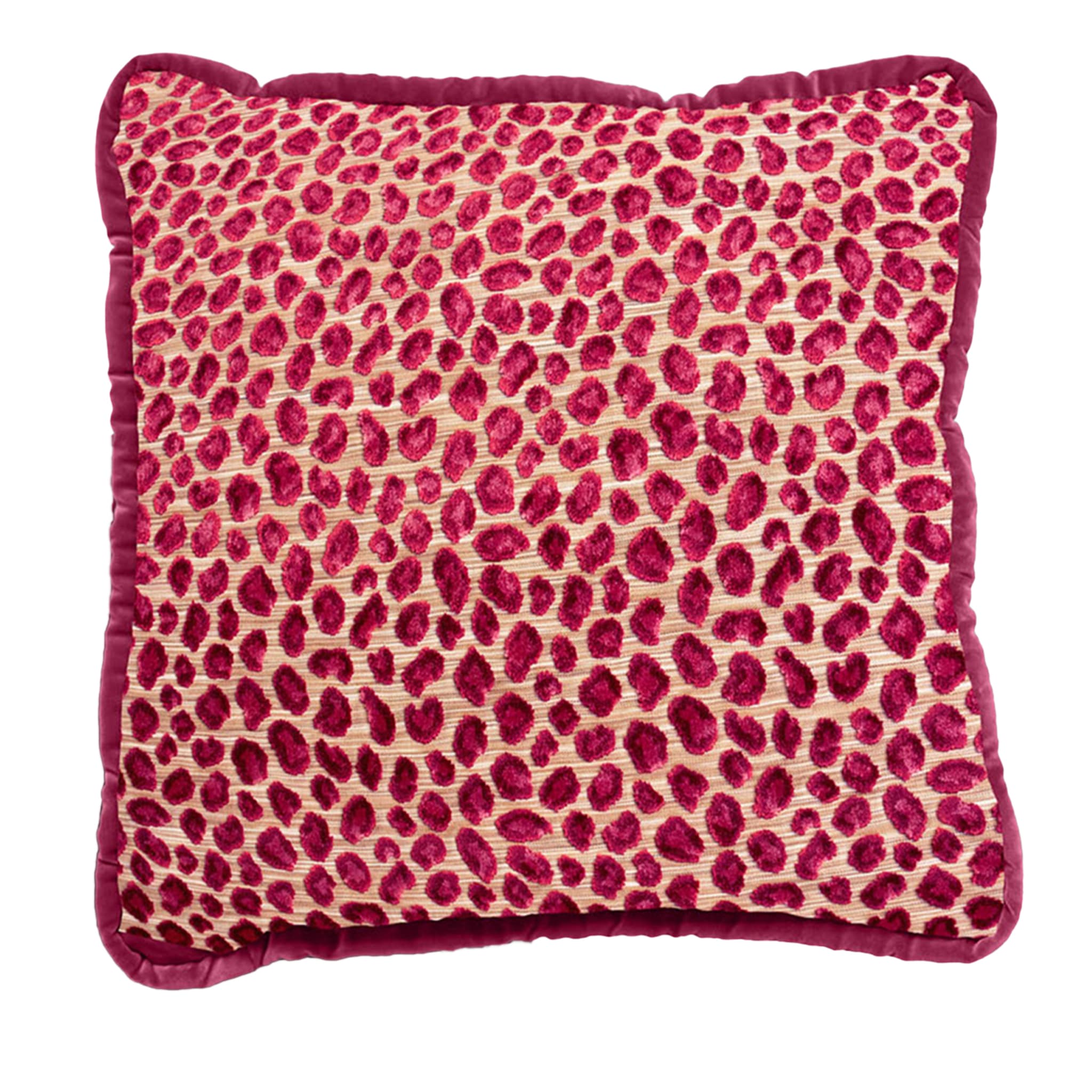 Glam Leopard and Red Couture Velvet Reversible Cushion - Main view