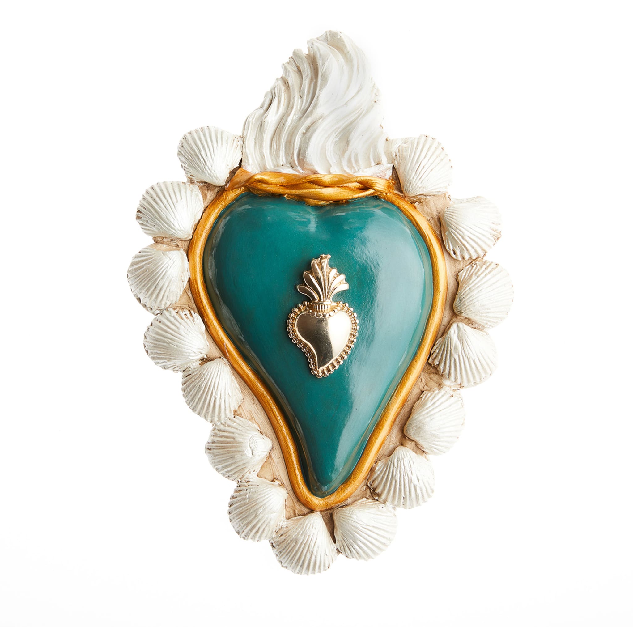 SUMMER VIBES WHITE AND TURQUOISE CERAMIC HEART - Main view