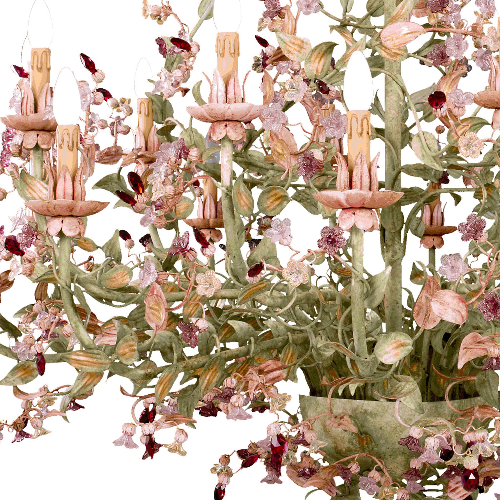 261 12-Light Floral Polychrome Chandelier - Alternative view 1