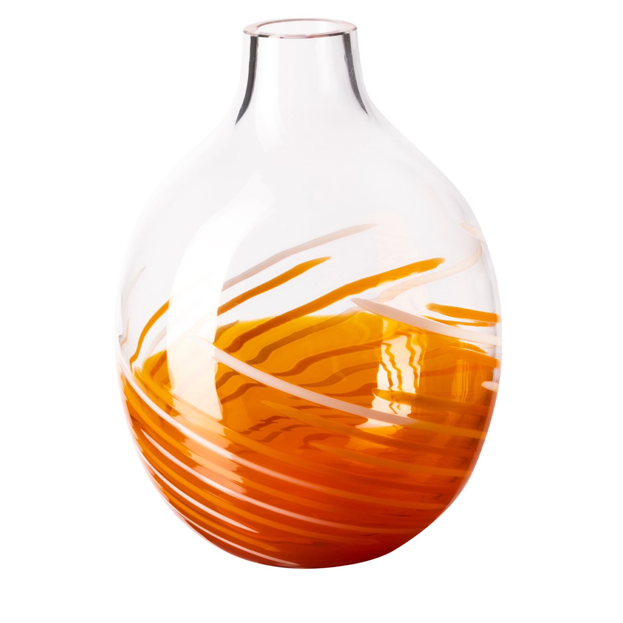 Vaso monofiore a righe bianco e arancio di Carlo Moretti - Vista principale