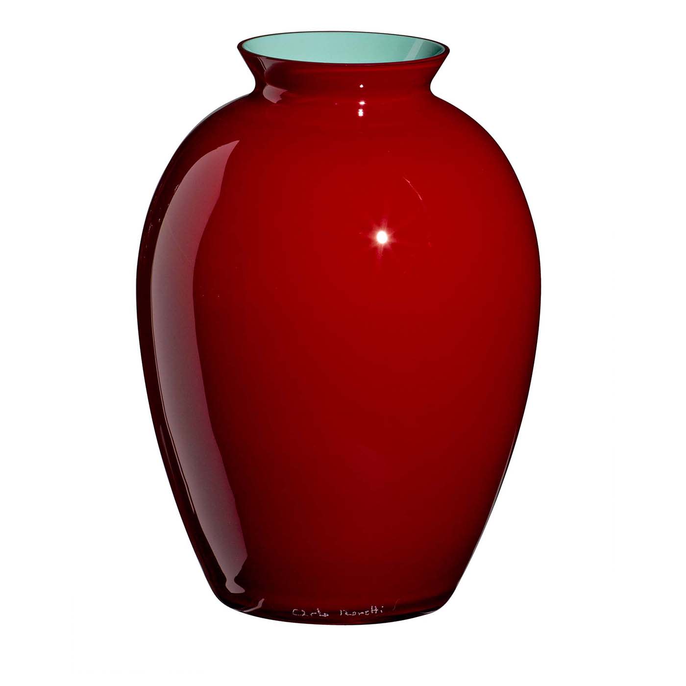 Lopas Medium Red and Turquoise Vase by Carlo Moretti - Carlo Moretti