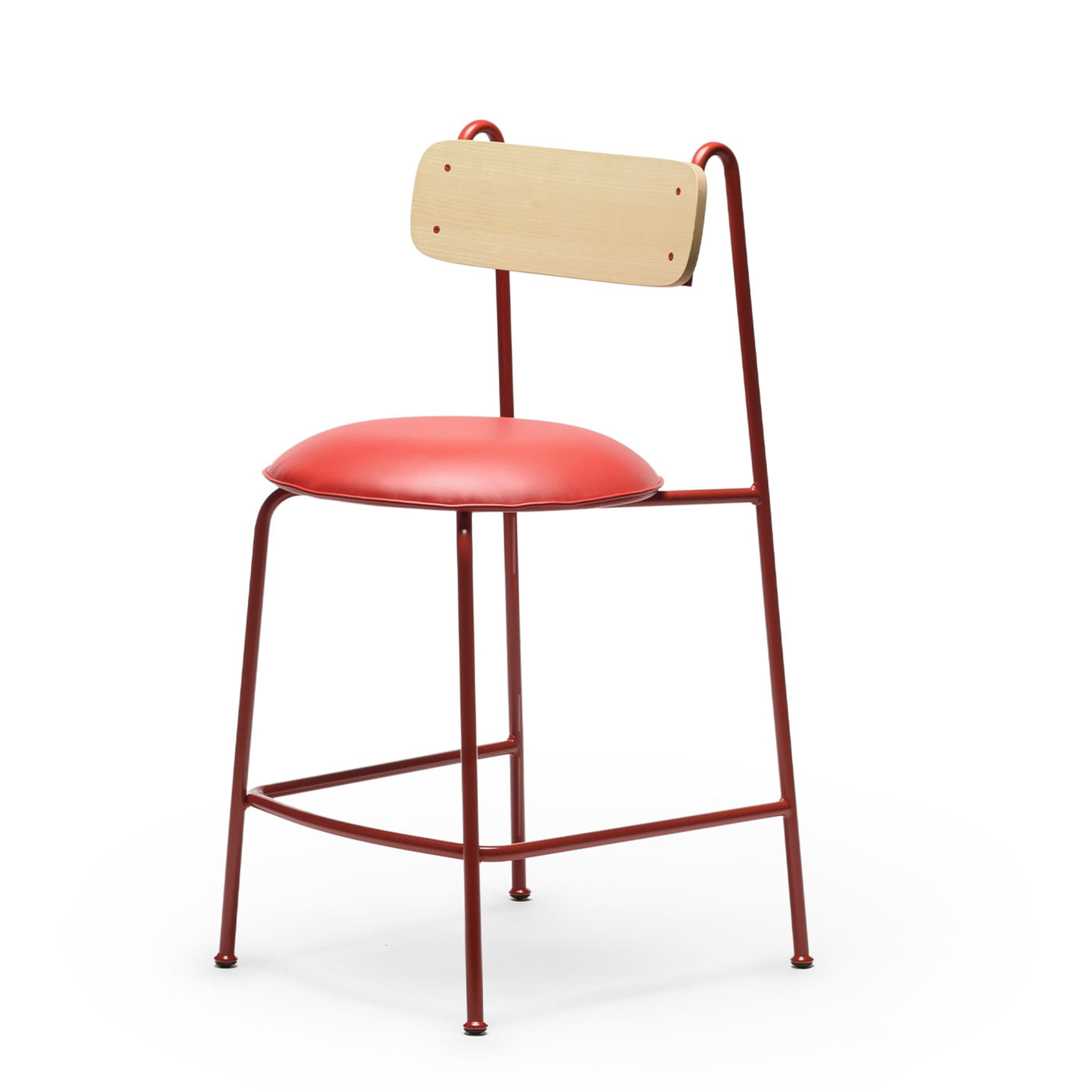Lena Sg-65 Red And Natural Ash Bar Stool By Designerd - Alternative view 4