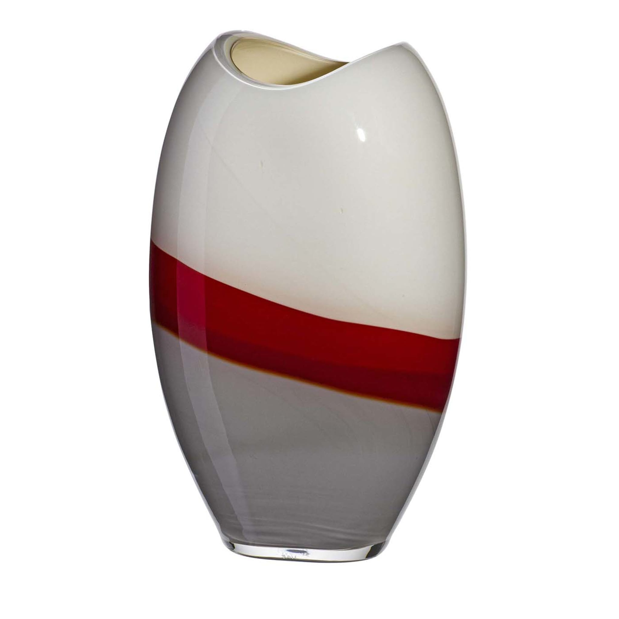 Ellisse Red Stripe Vase by Carlo Moretti - Main view