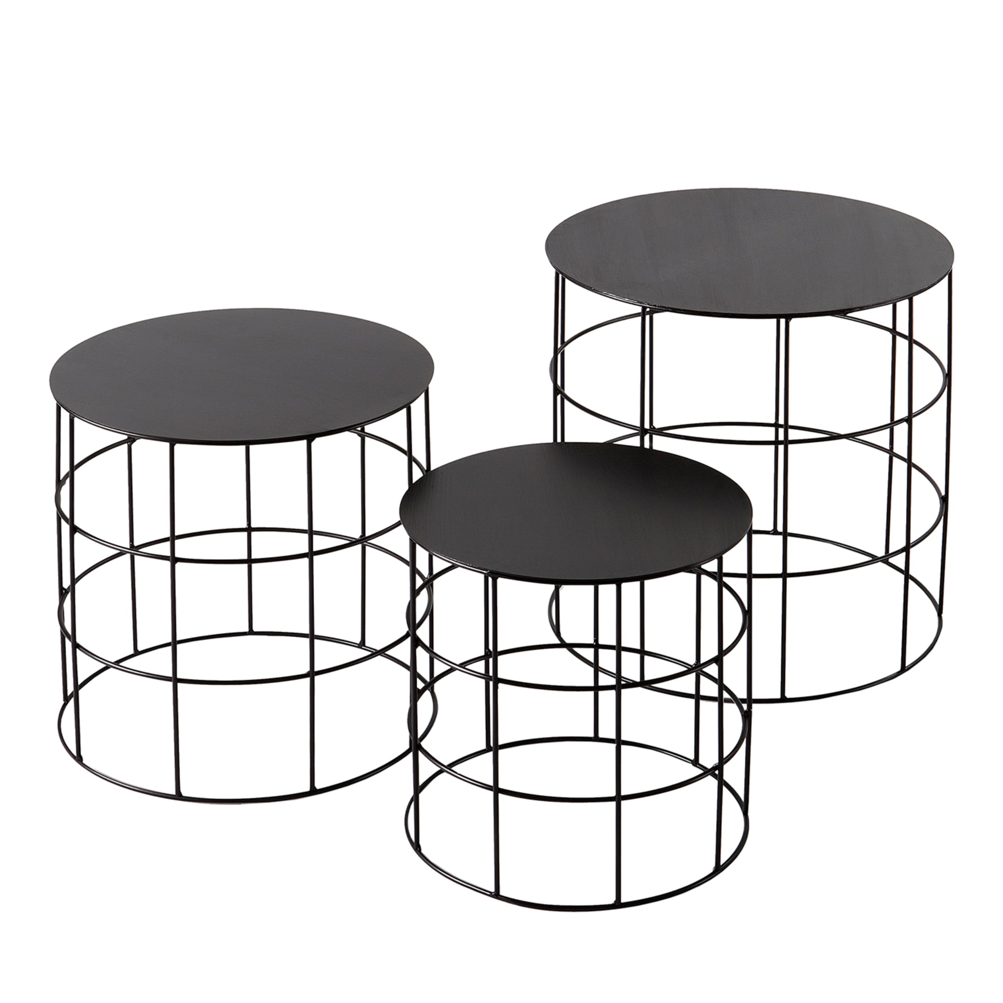 Reton Set of 3 Black Round Side Tables - Main view