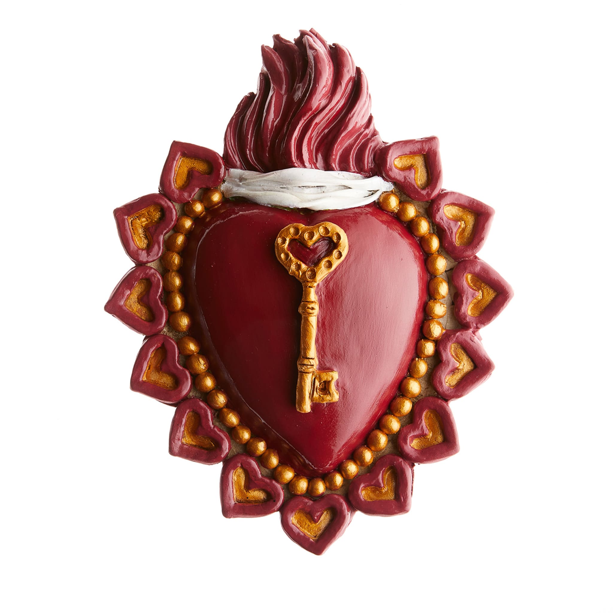 KEY FOUND LOVE RED AND GOLD CERAMIC HEART - Main view