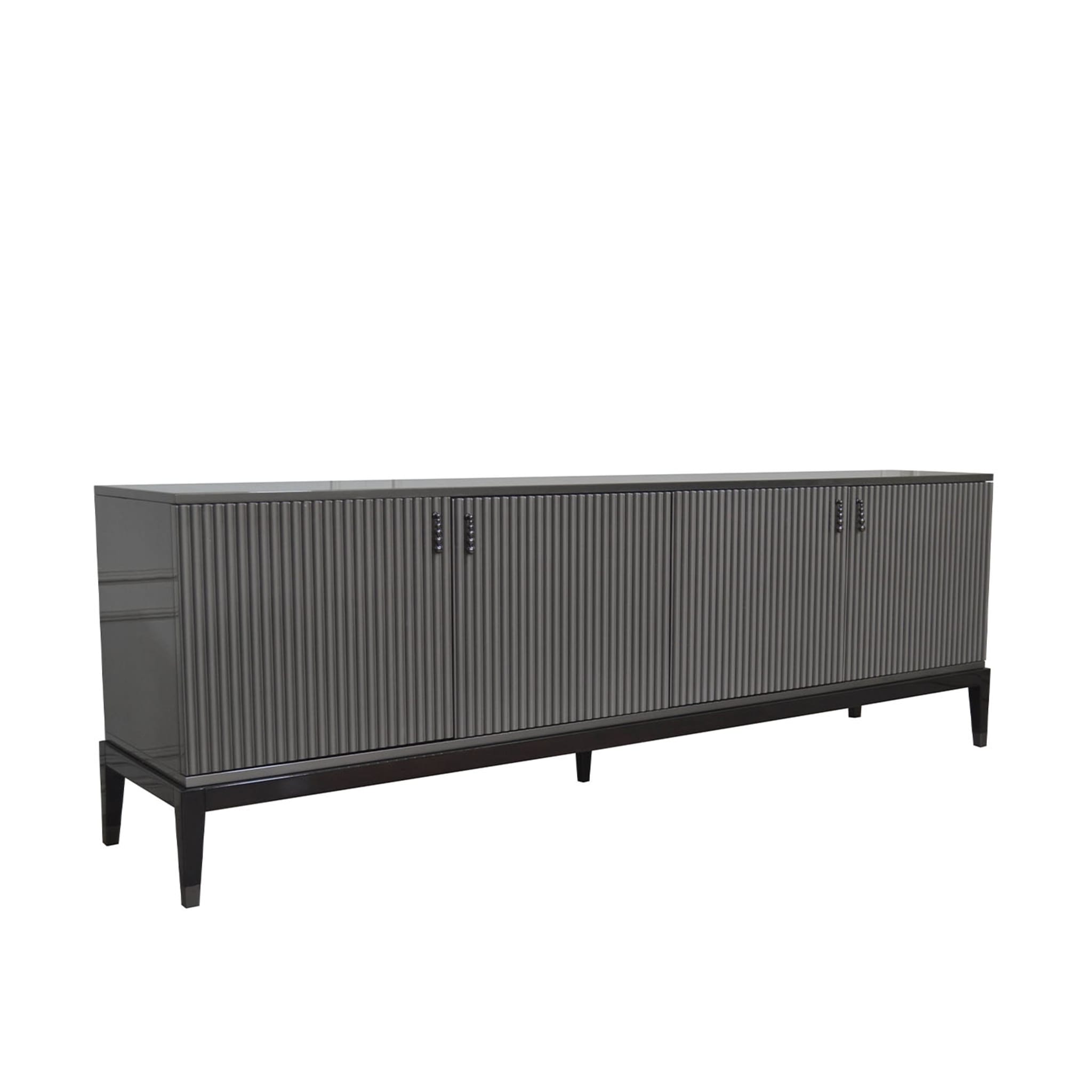Italian Sideboard in Glossy Gray Lacquered with Four Doors - Alternative view 1