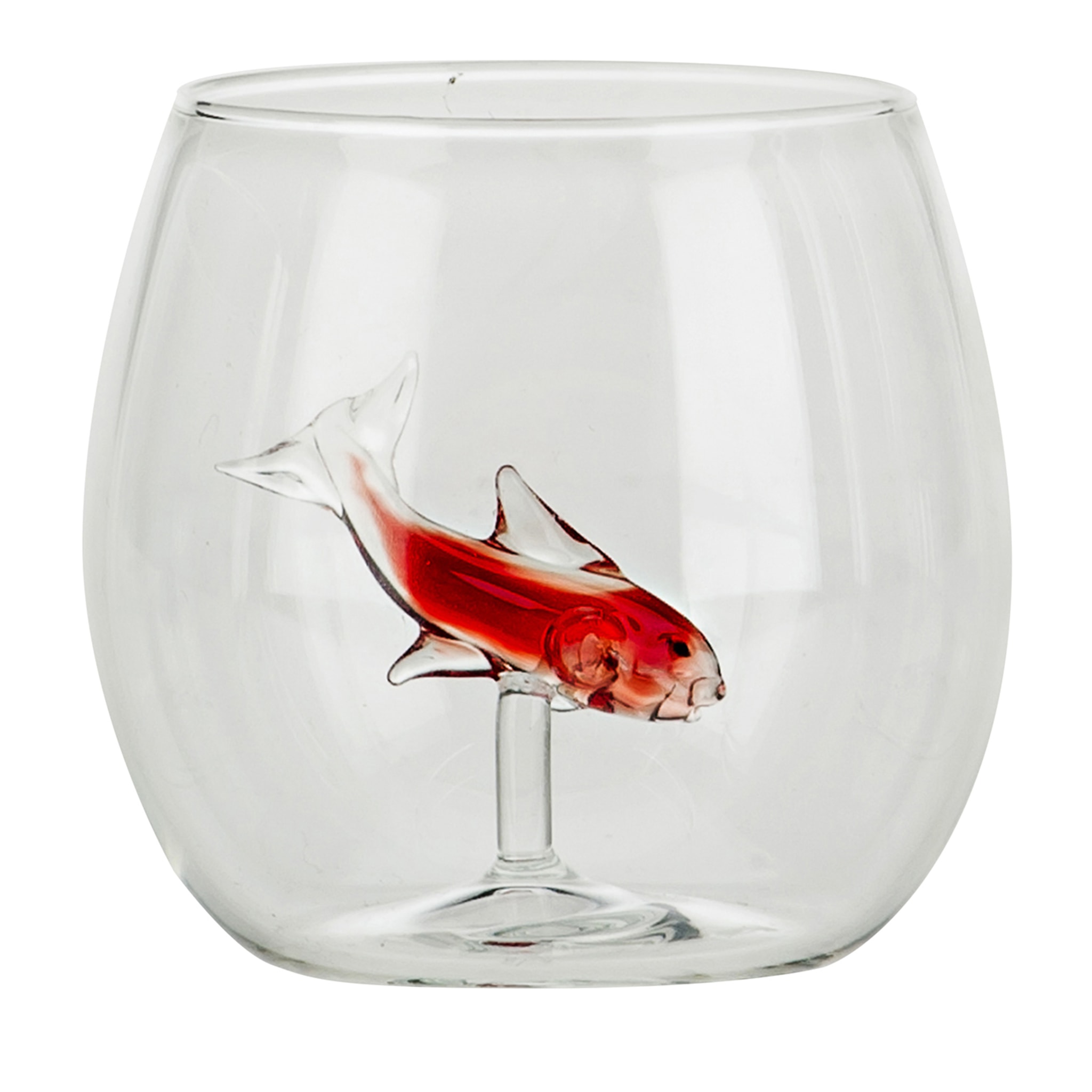 Satz mit vier abgerundeten Gläsern für kleine rote Fische - Hauptansicht