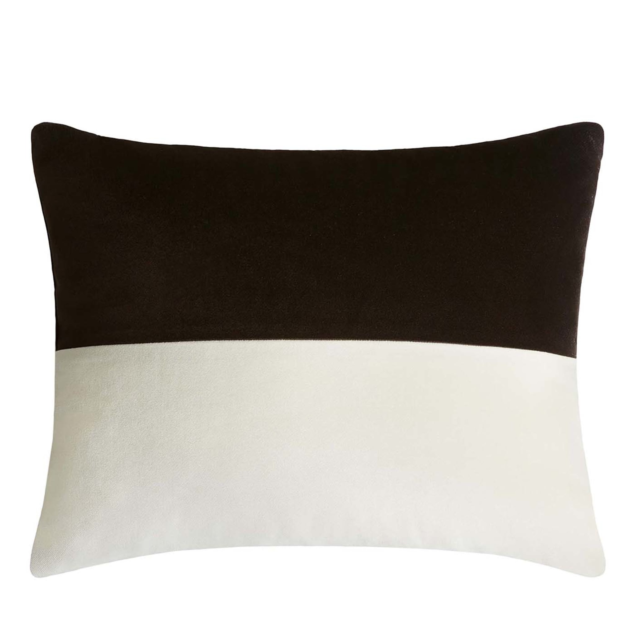 DOUBLE HORIZONTAL Velvet black and white cushion - Main view