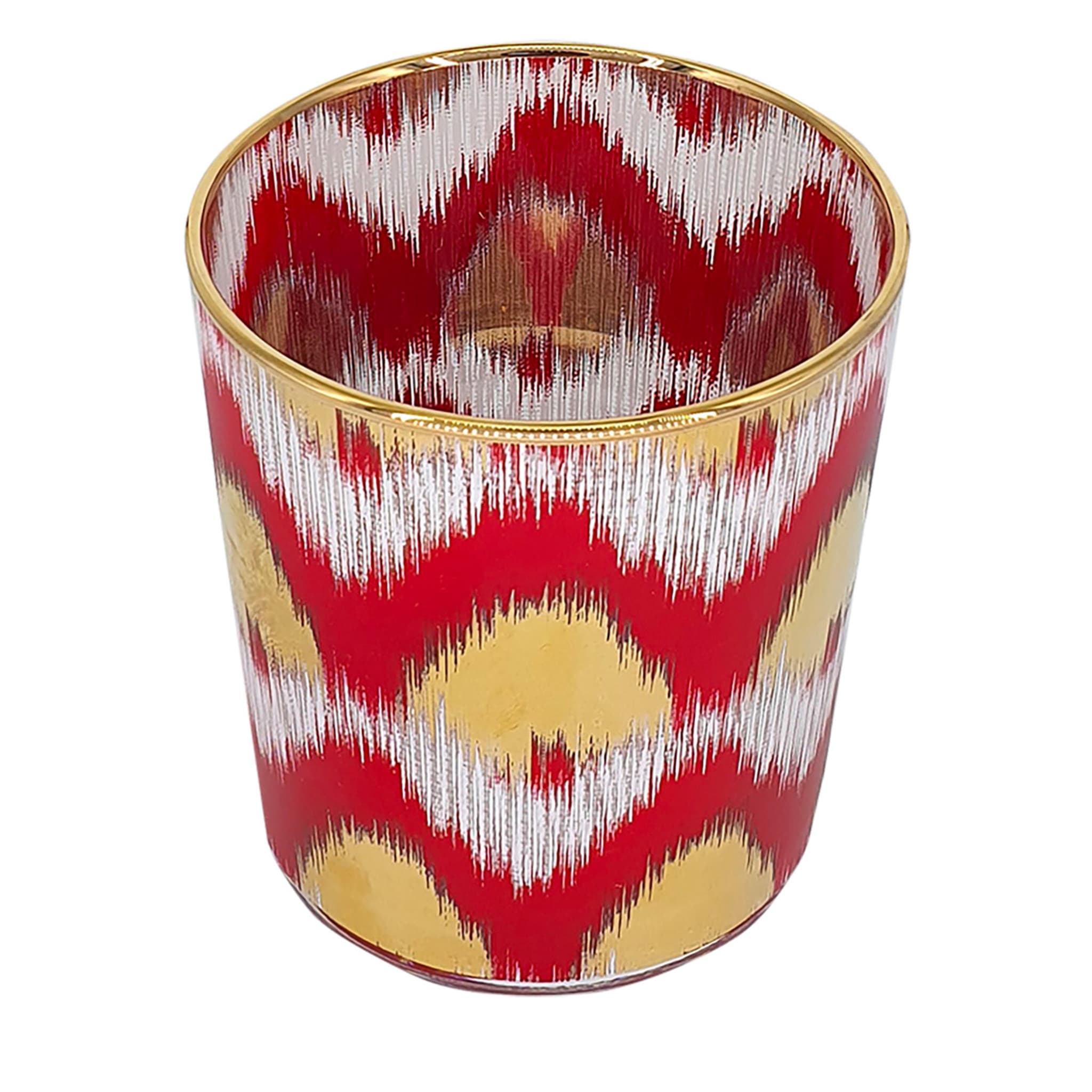 Set of 4 Ikat Gold & Red Glasses - Main view