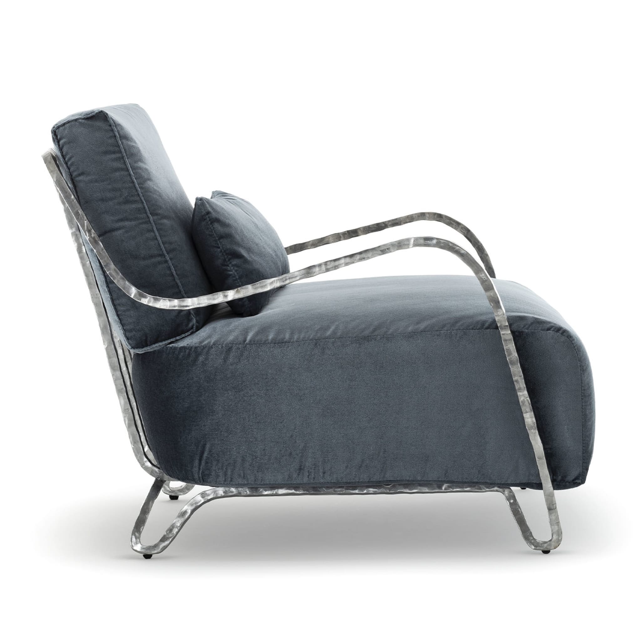 Moonlight Blue and Silver Low Armchair - Alternative view 5