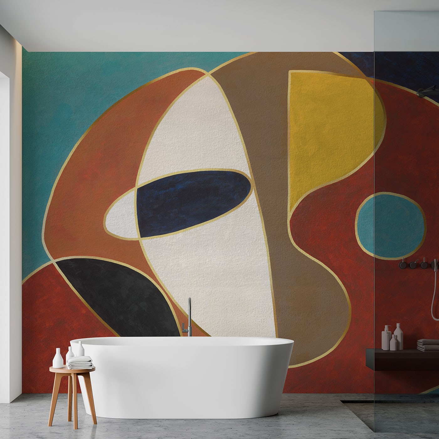 Colorful shapes on shapes textured wallpaper - Affreschi & Affreschi