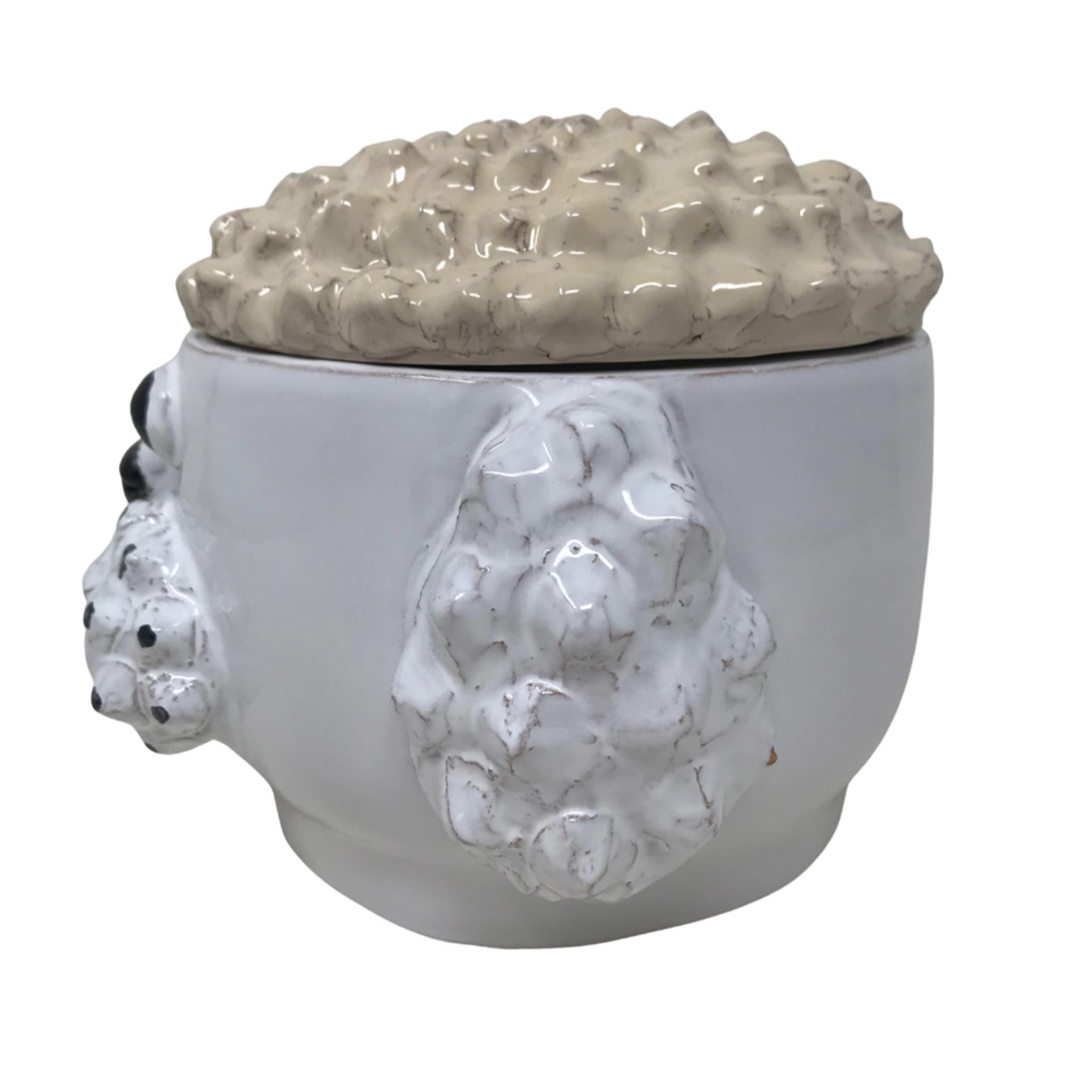 Small Cream and White Dog Container with Lid - Alternative view 2