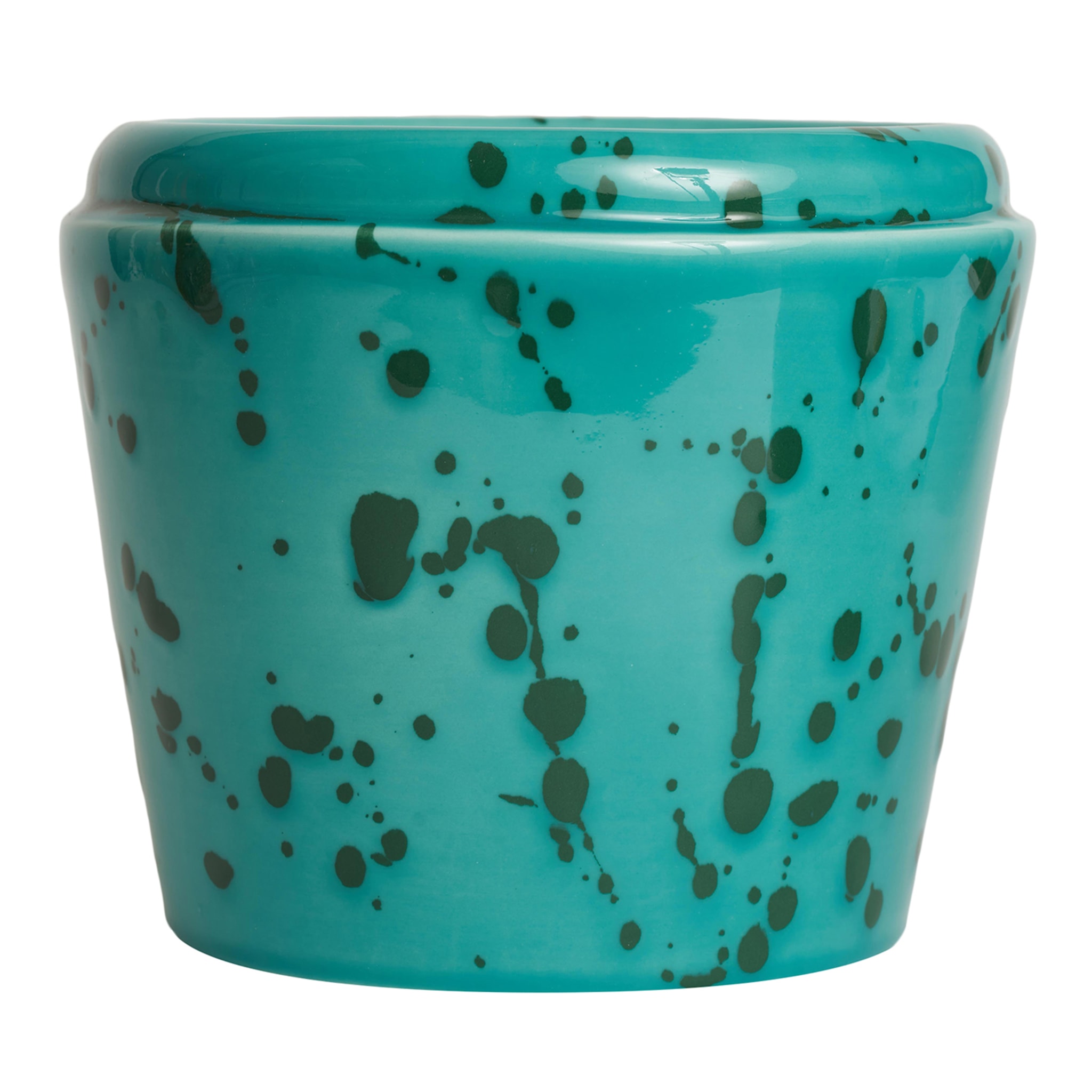  Aqua and Green Ceramic Cachepot Vase - Main view