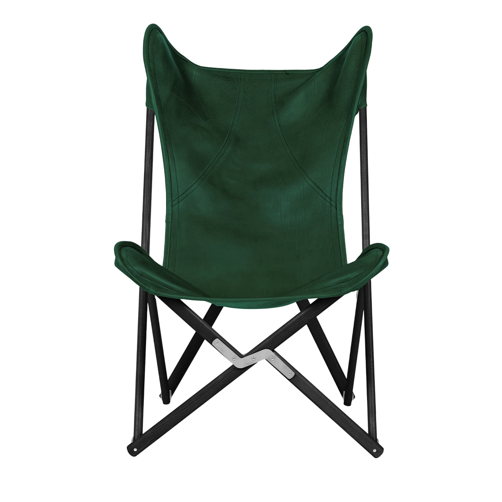 Tripolina Armchair in Green Leather - Main view
