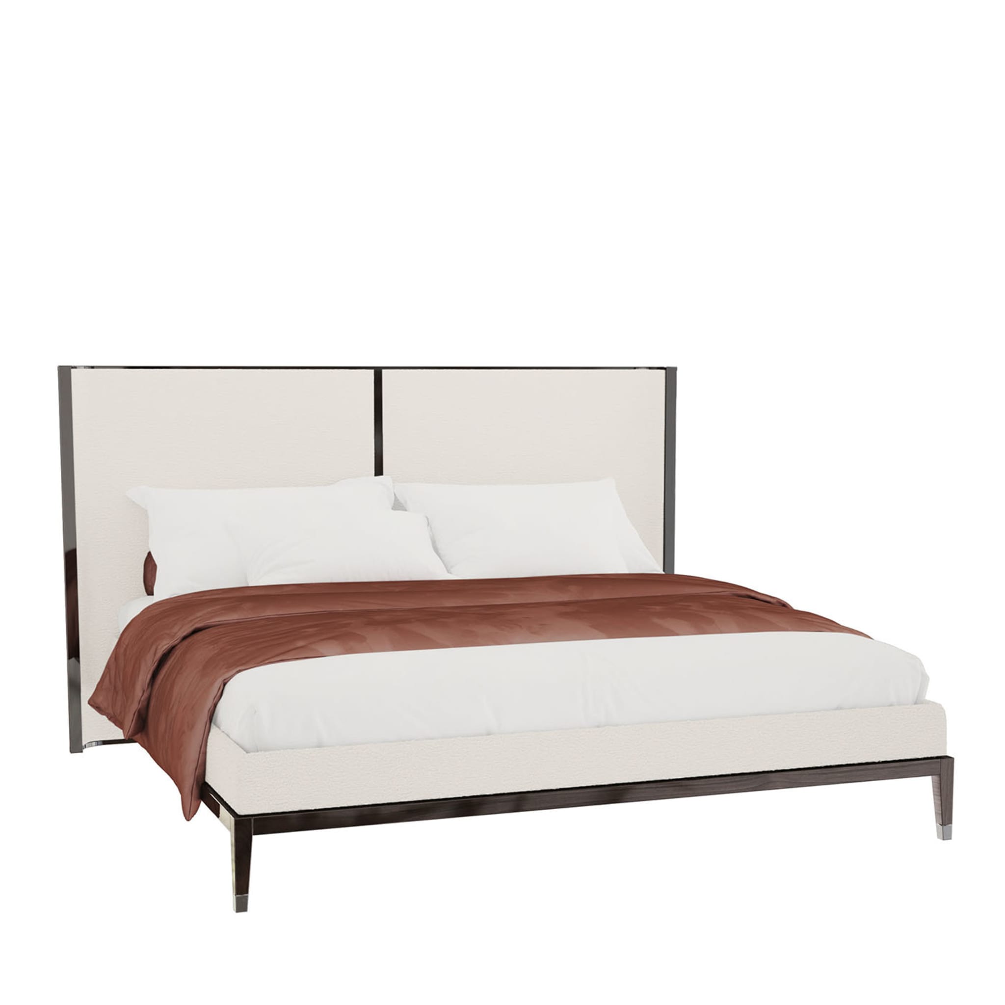 Thyia 140 Italian Curved Bed In Ivory Boucle Fabric - Main view